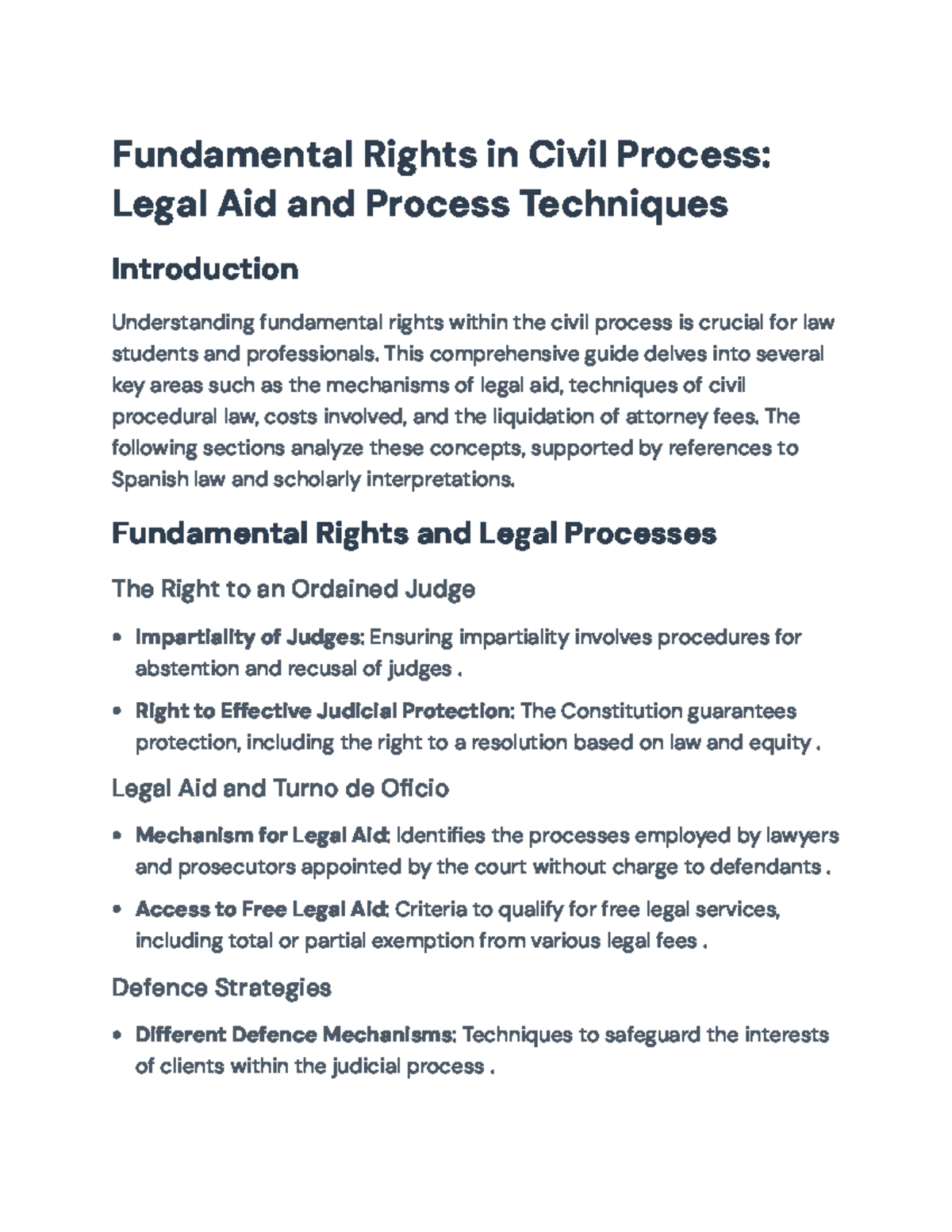 Fundamental Rights in Civil Process: Legal Aid and Procedural Insights ...