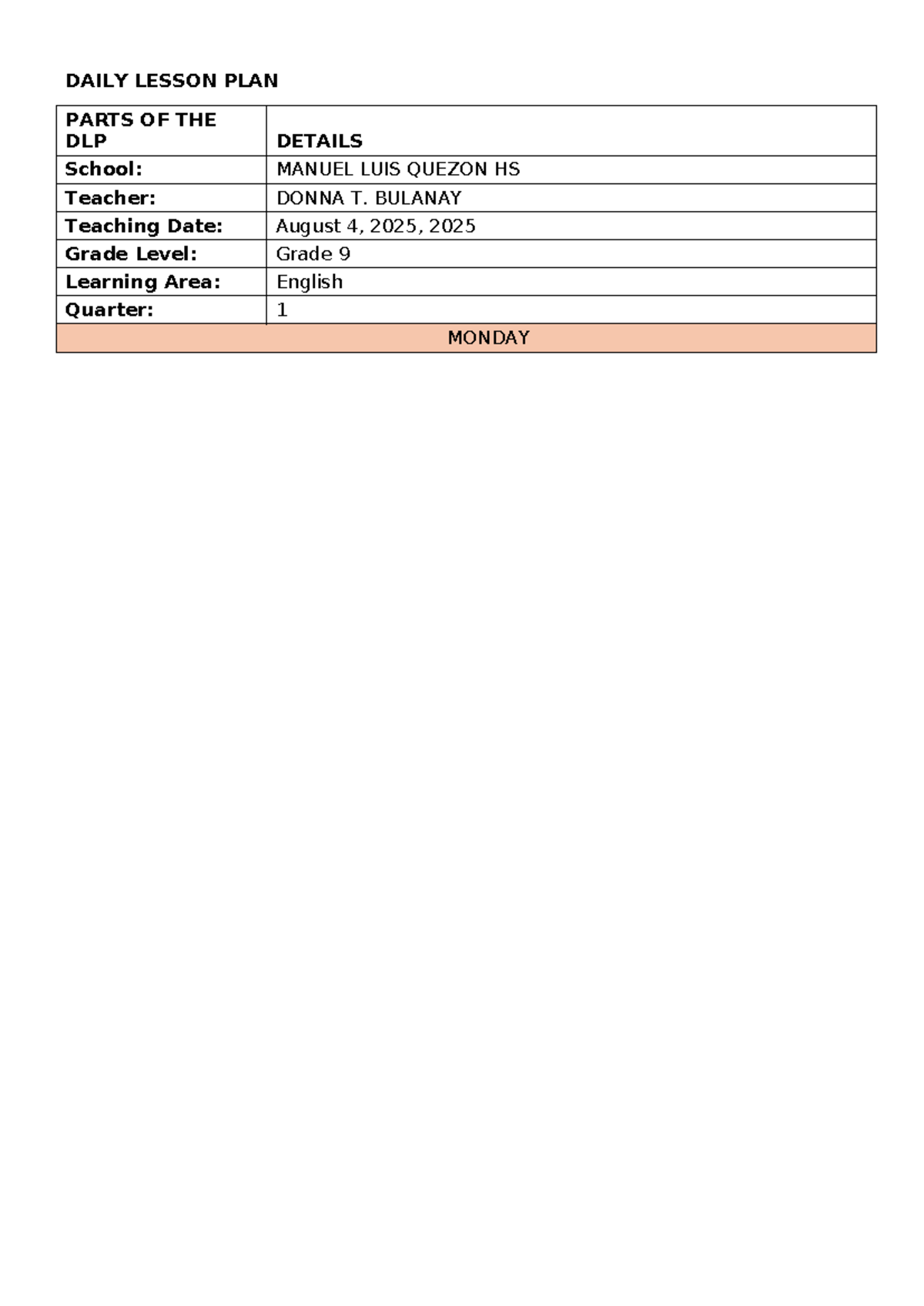 DAILY LESSON PLAN: COMMUNICATIVE STYLES - GRADE 9 ENGLISH - Studocu