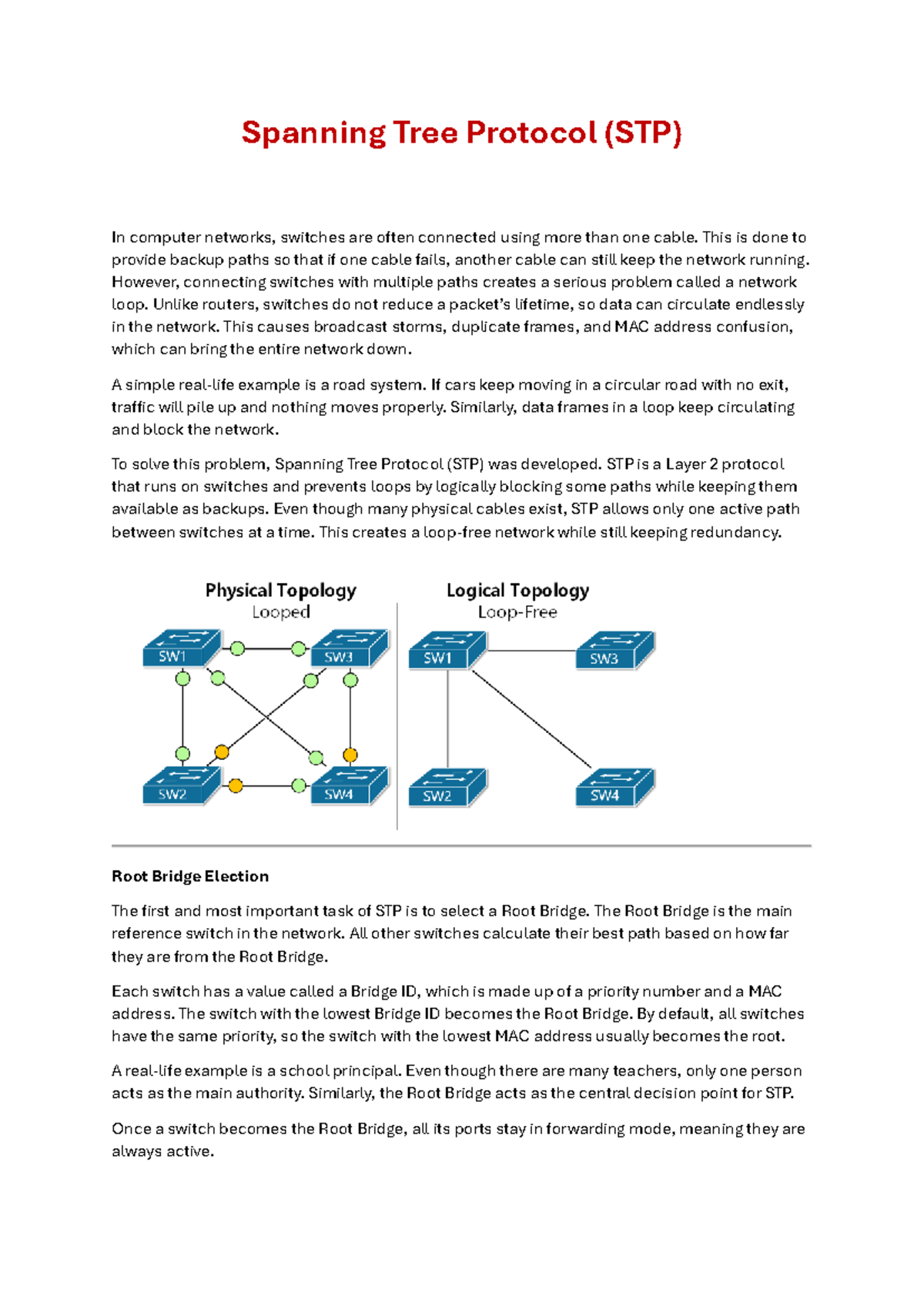 Spanning Tree Protocol (STP) Overview and Functionality - Studocu