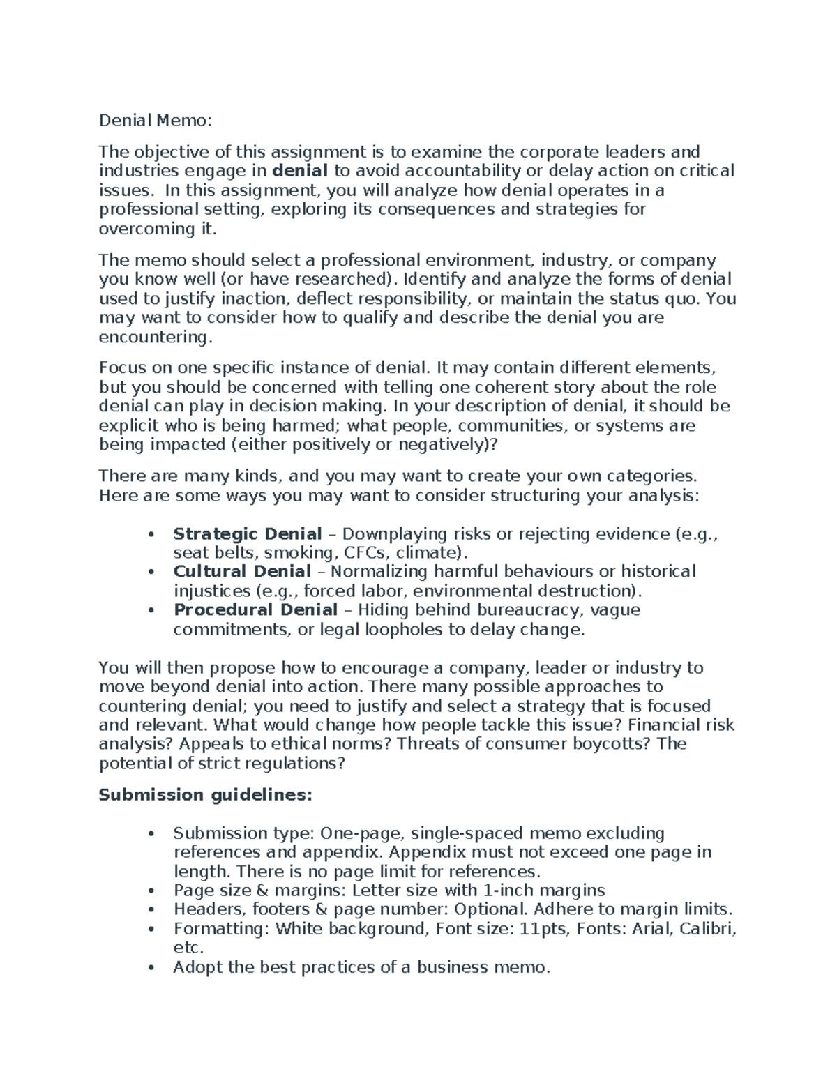 Denial Memo: Analyzing Corporate Accountability and Inaction Strategies ...