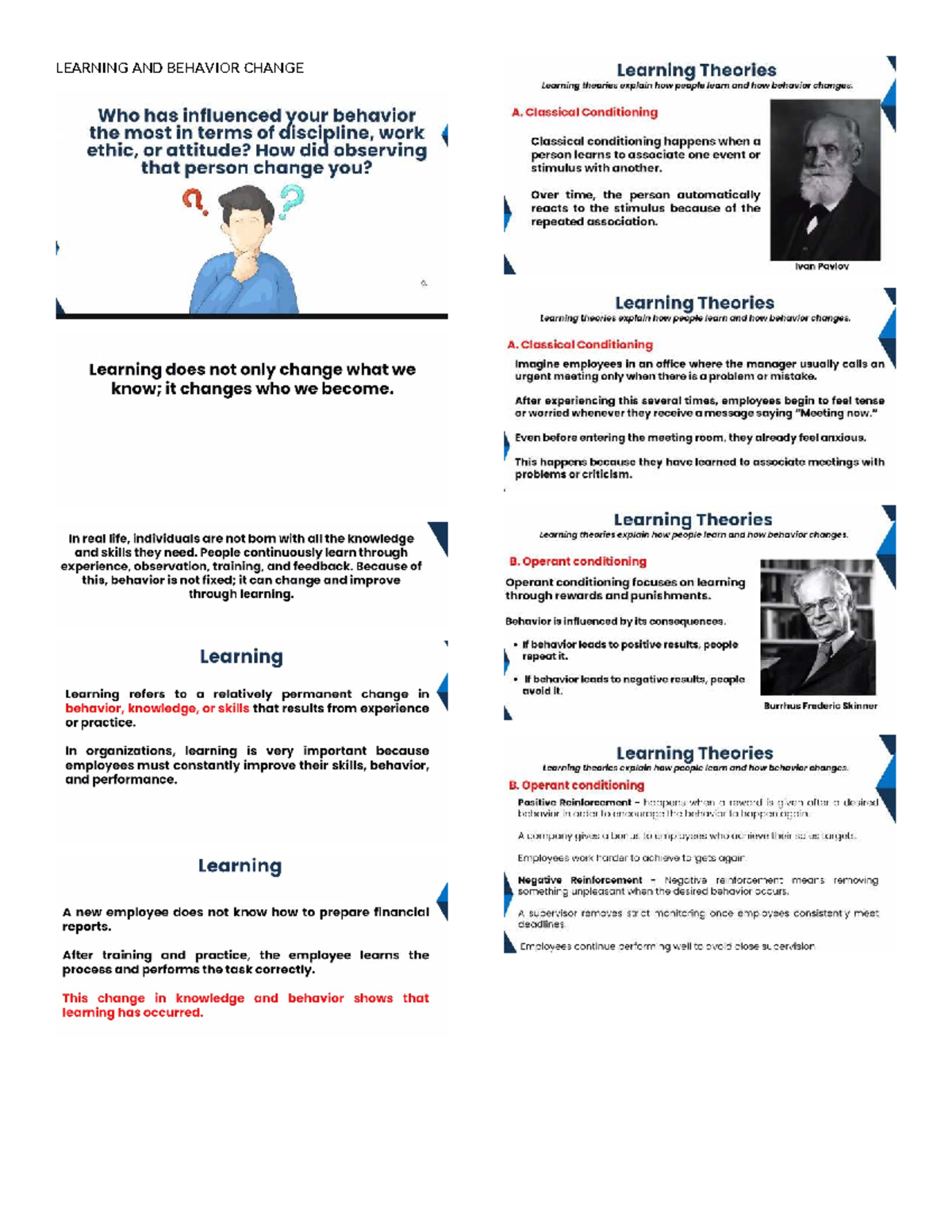 Learning AND Behavior Change - Managerial Accounting - LEARNING AND ...