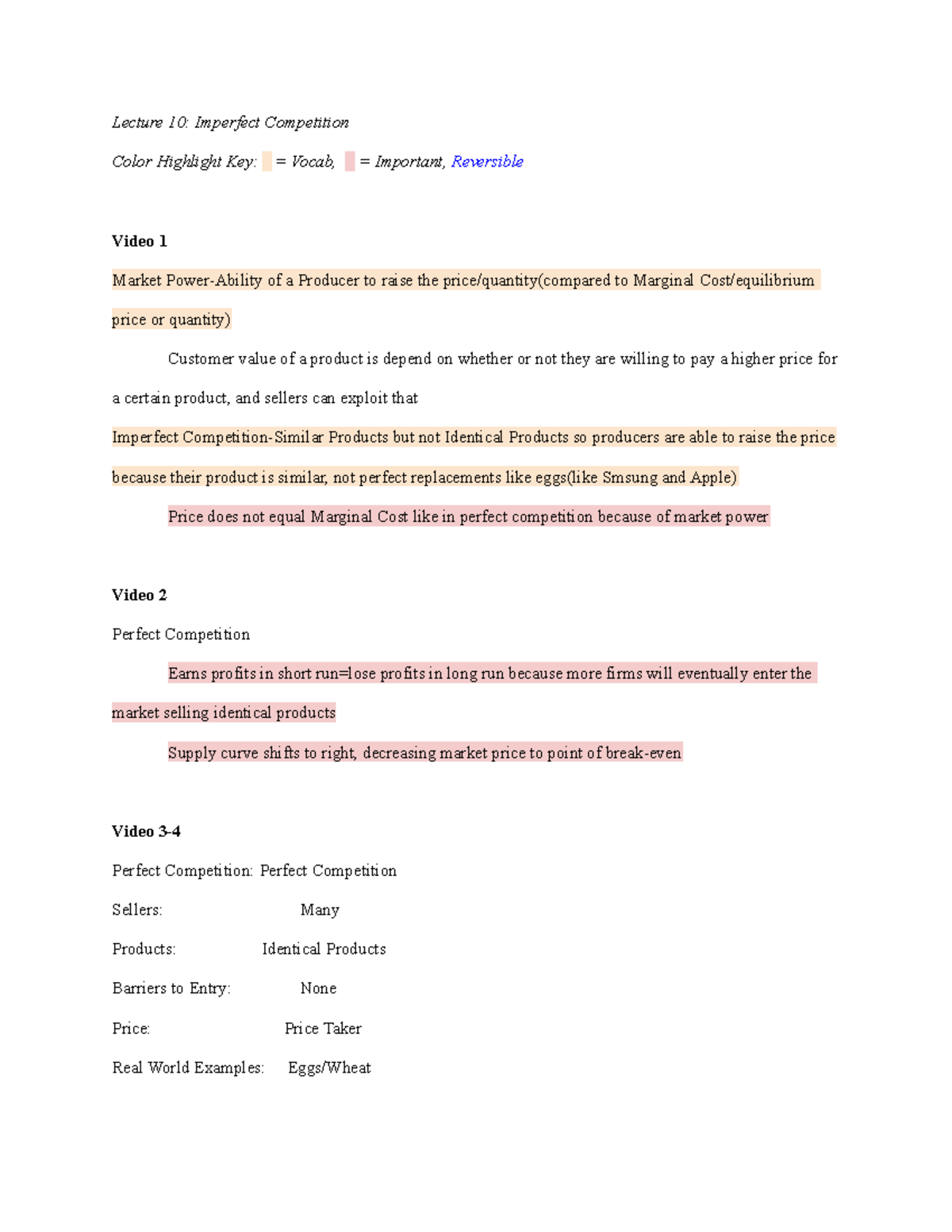Econ 101: Week 10 Lecture Notes on Imperfect Competition - Studocu
