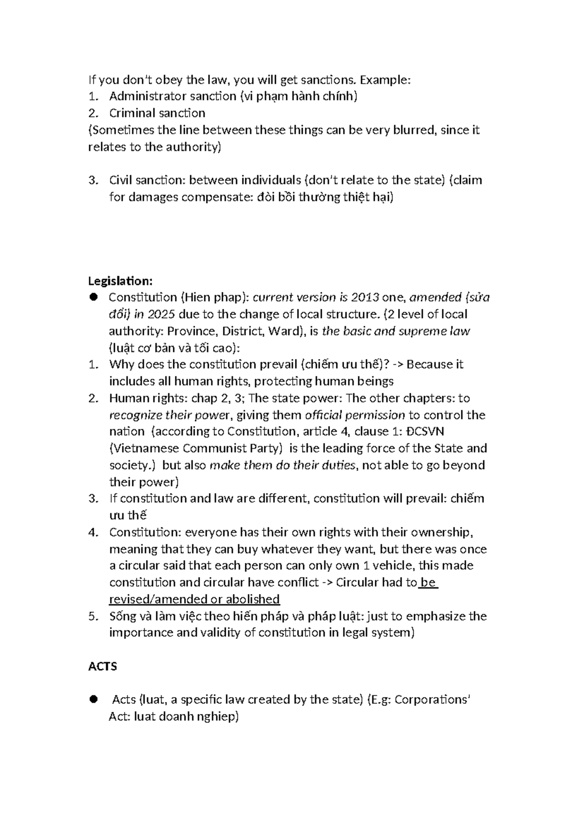 Unit 1 - Legal Sanctions and Constitutional Law Overview - Studocu