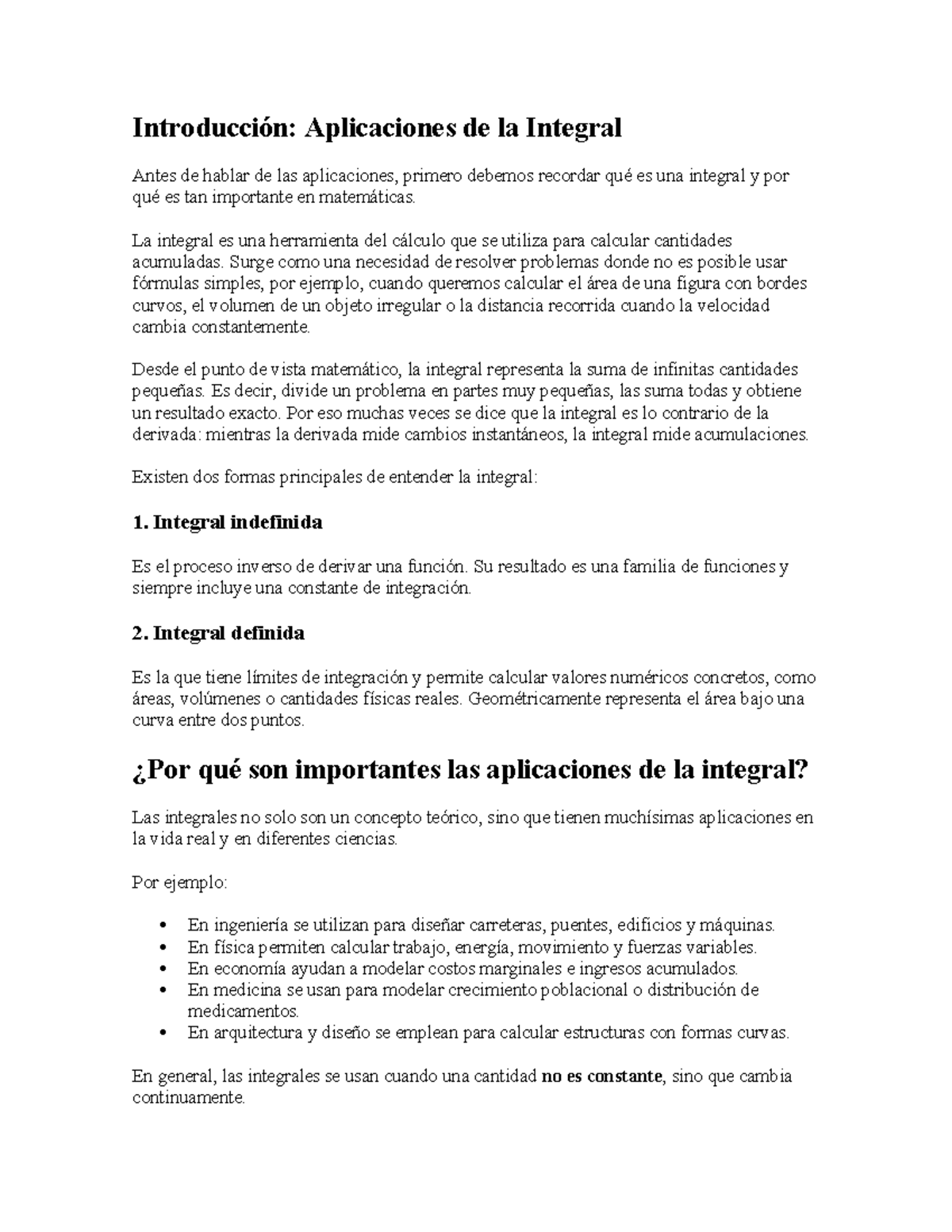 Aplicaciones de la Integral: Introducción a Conceptos Clave - Studocu