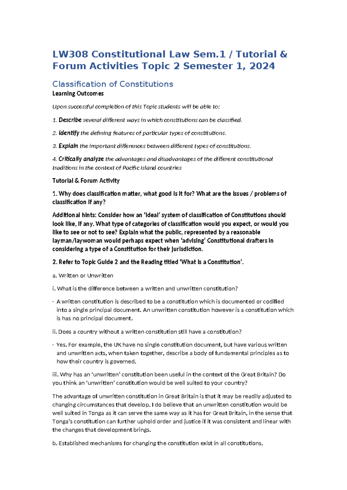 LW308 DF 3 - Week 3 Activities on Constitutional Law Topics - Studocu