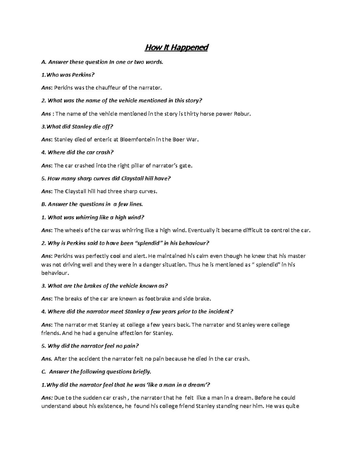 English 101 - Lecture Notes on "How It Happened" Analysis - Studocu