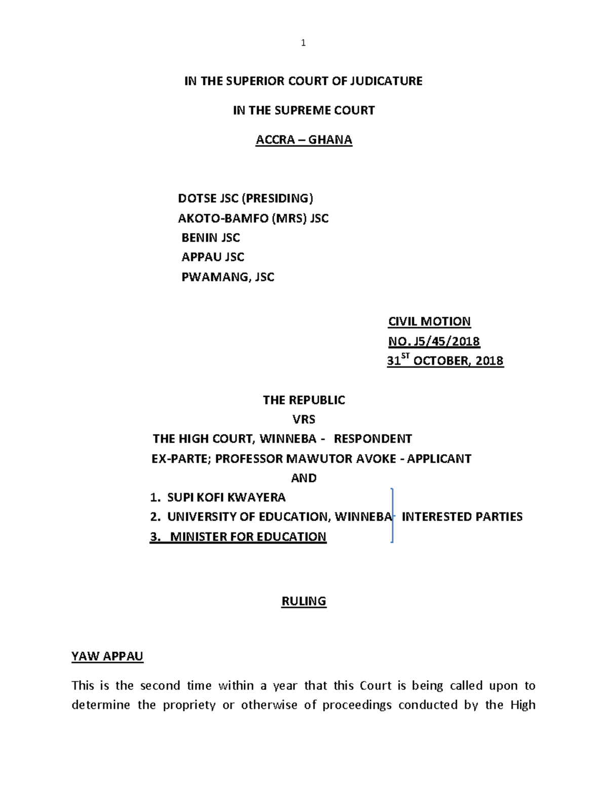 Winneba CASE - None - IN THE SUPERIOR COURT OF JUDICATURE IN THE ...