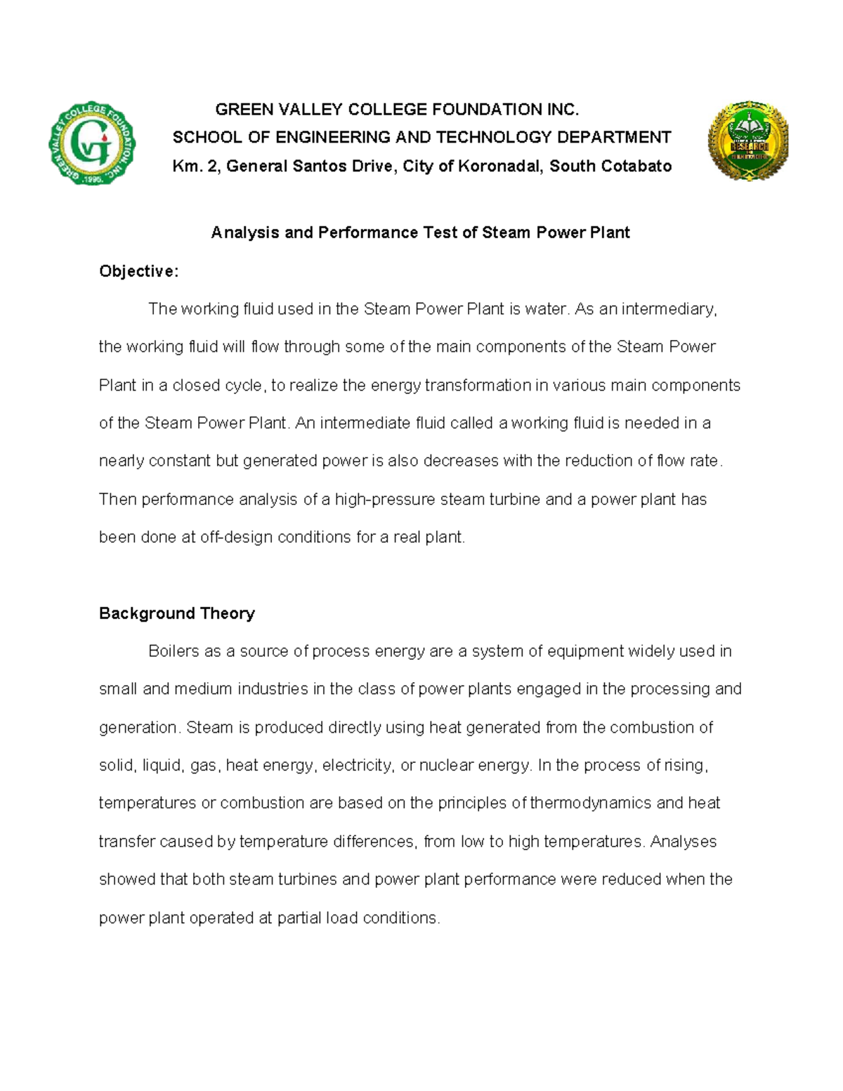 ME LAB 3 - Analysis and Performance Testing of Steam Power Plant - Studocu