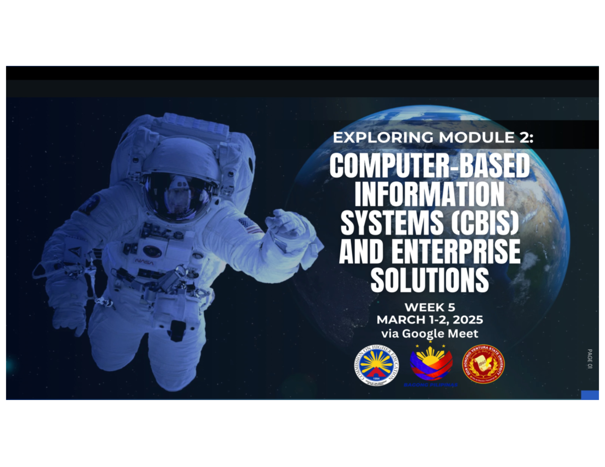 WEEK 5 Module 2 PRE 4 - Lecture - COMPUTER-BASED INFORMATION SYSTEMS ...