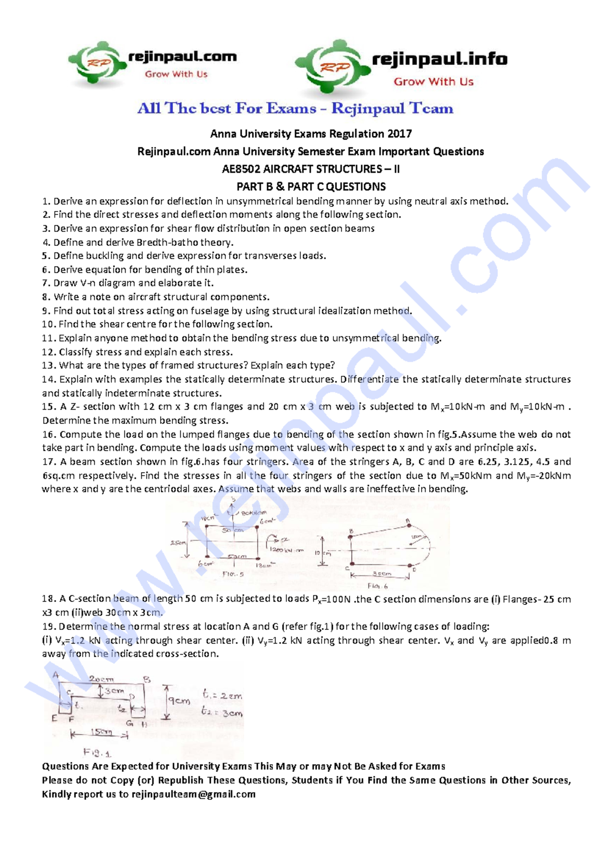 AE8502 - Aircraft Structures II Important Exam Questions & Notes - Studocu