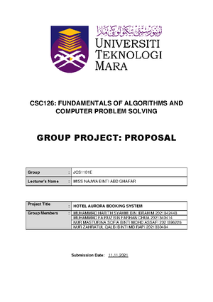 CSC126 Mini Project Proposal F4 - CSC126: FUNDAMENTALS OF ALGORITHM ...