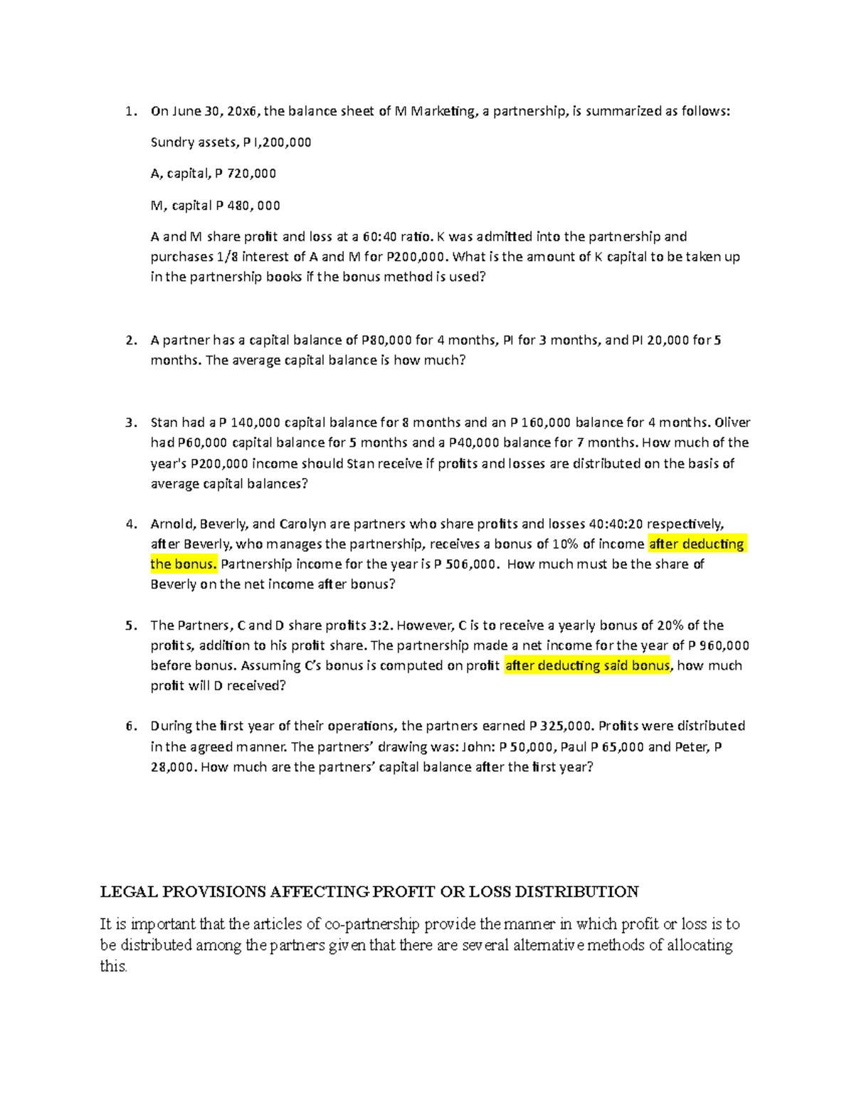 Activity-Solve - Lecture Notes on Partnership Profit Distribution - Studocu
