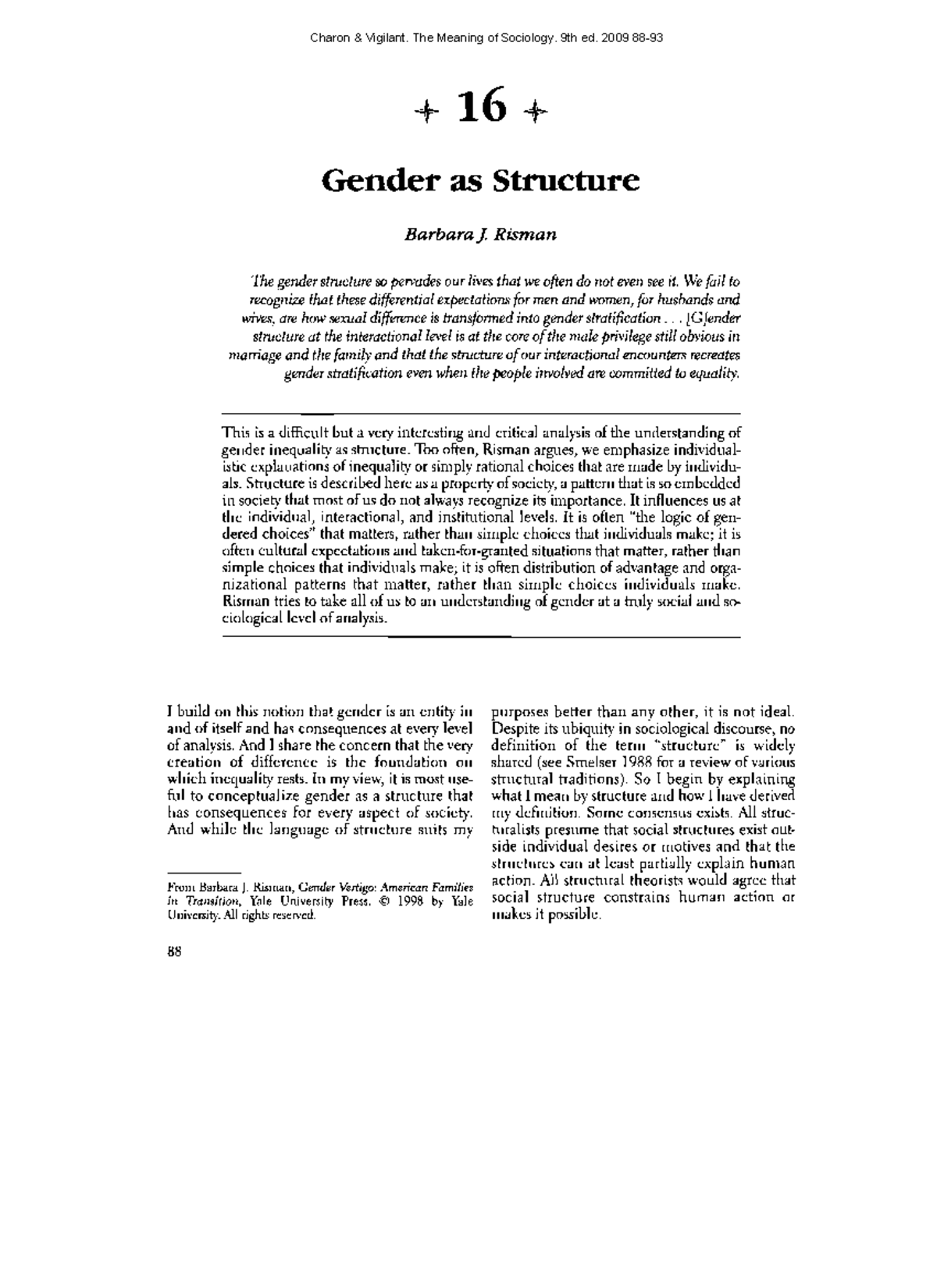 Gender as Structure: Understanding Inequality at Various Levels - a 16 ...