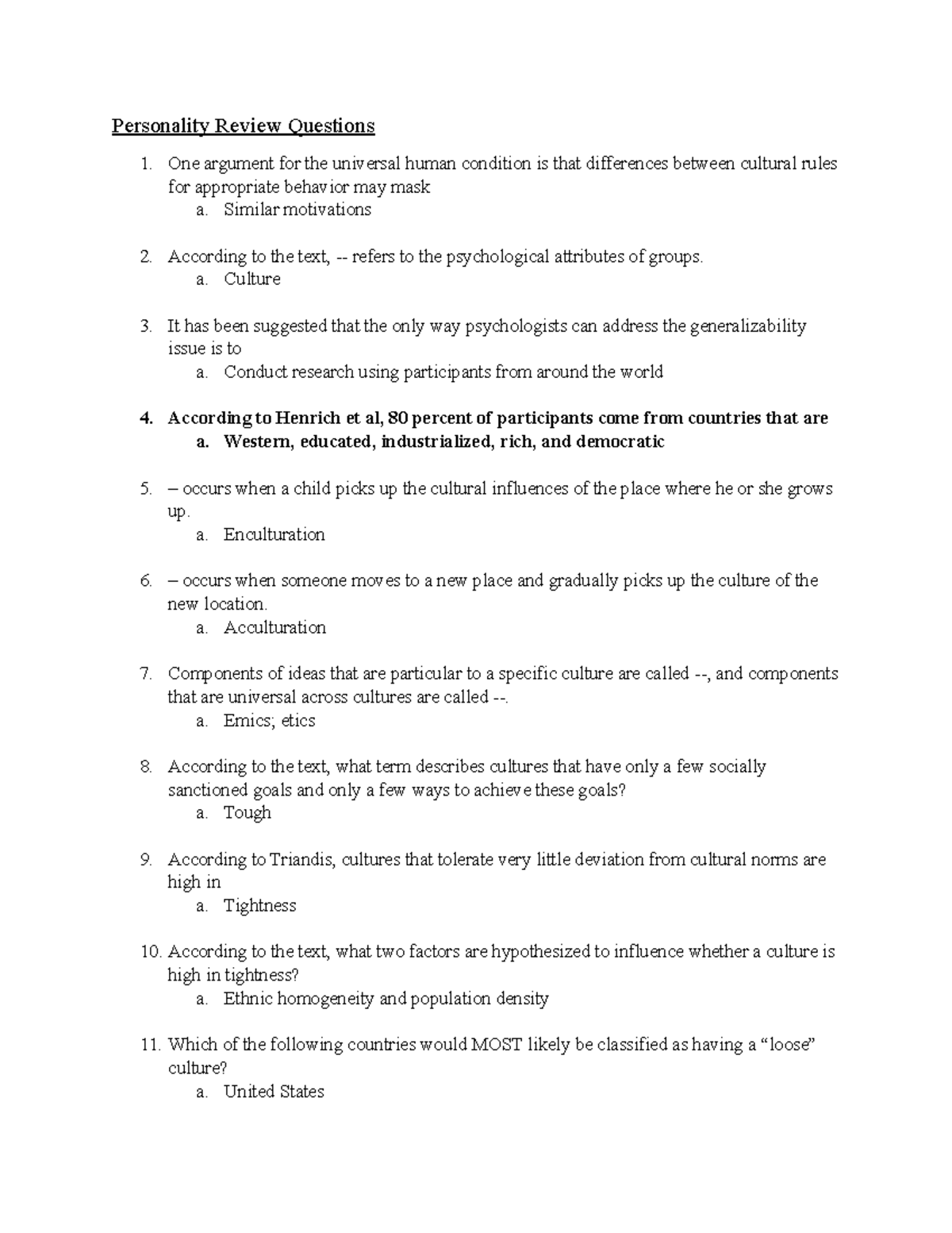 Personality PSY 300 Final Exam Review Questions and Answers - Studocu