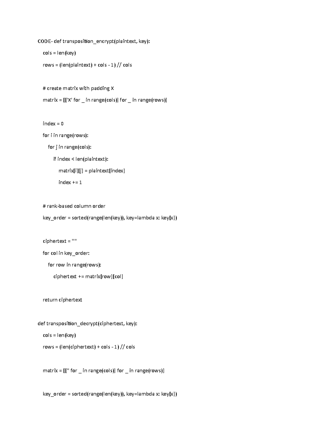 Exp2c&ss - Transposition Encryption and Decryption Methods - Studocu