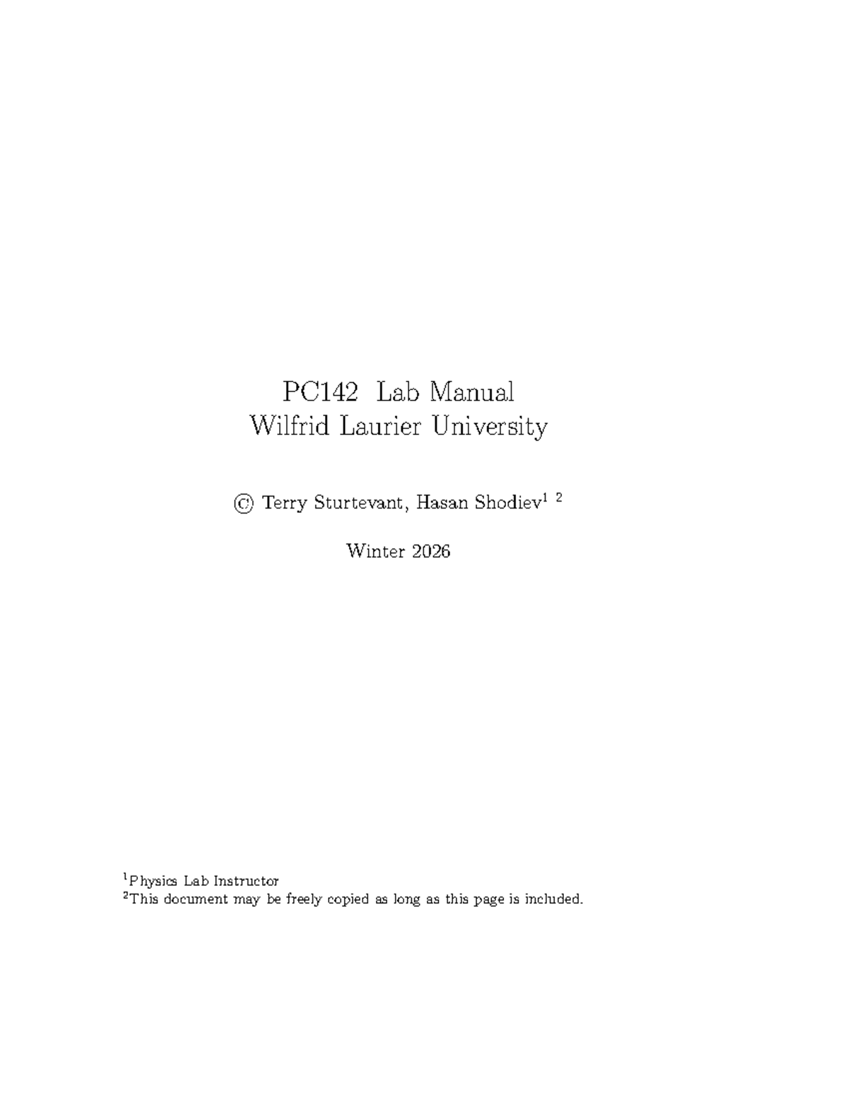 PC142 Winter 2026 Lab Manual: Standing Waves & Sound Experiments - Studocu