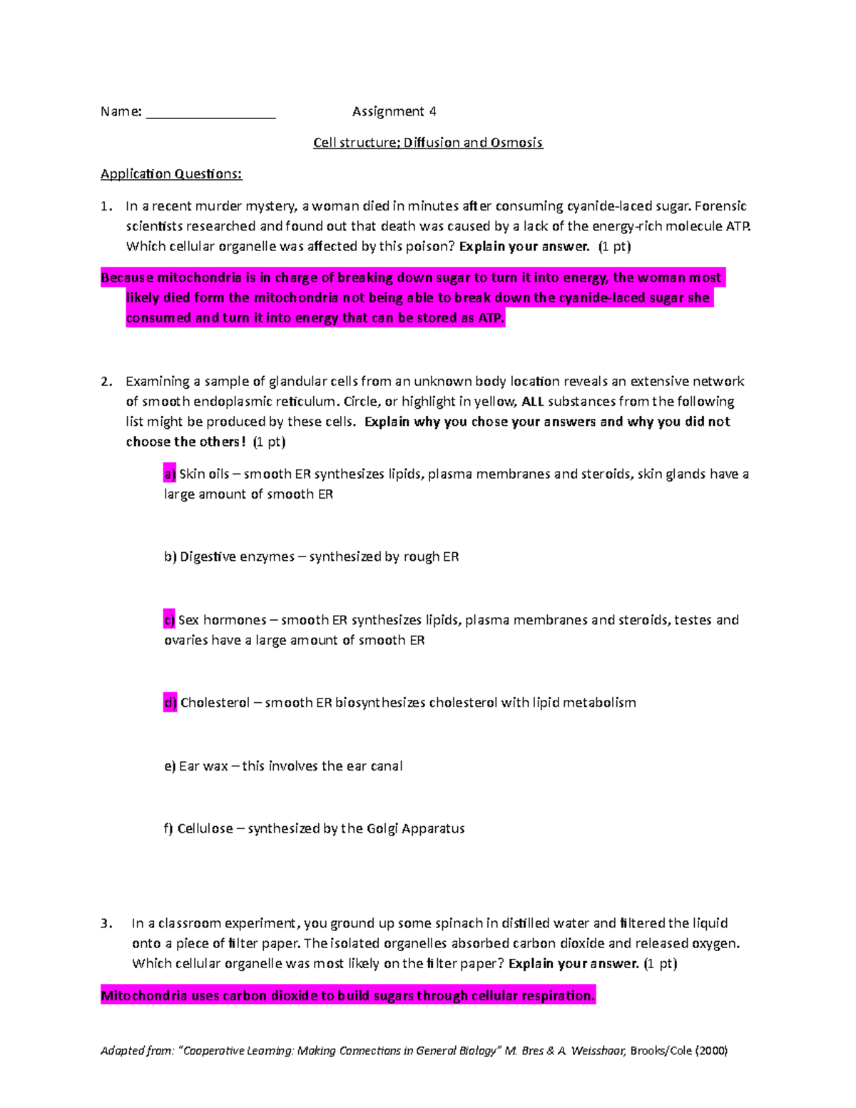 Assignment 4 - Lab - Name: _________________ Assignment 4 Cell ...