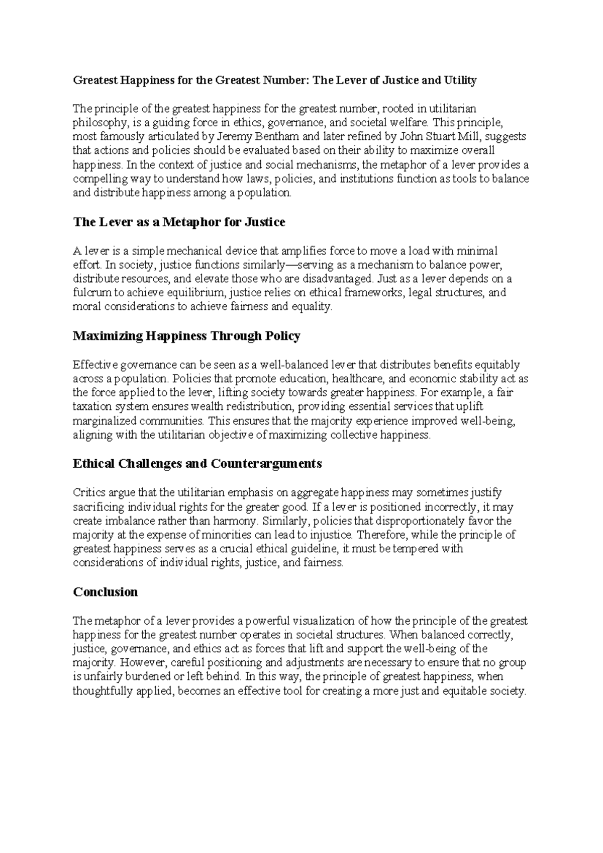Ethics - Exam Notes on Utilitarianism and Justice Principles - Studocu
