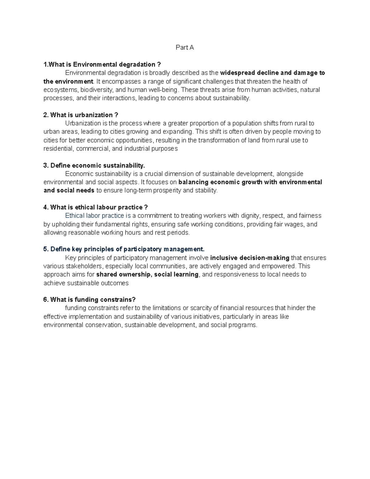 NGO Part A - Notes on Environmental Issues and Sustainability - Studocu