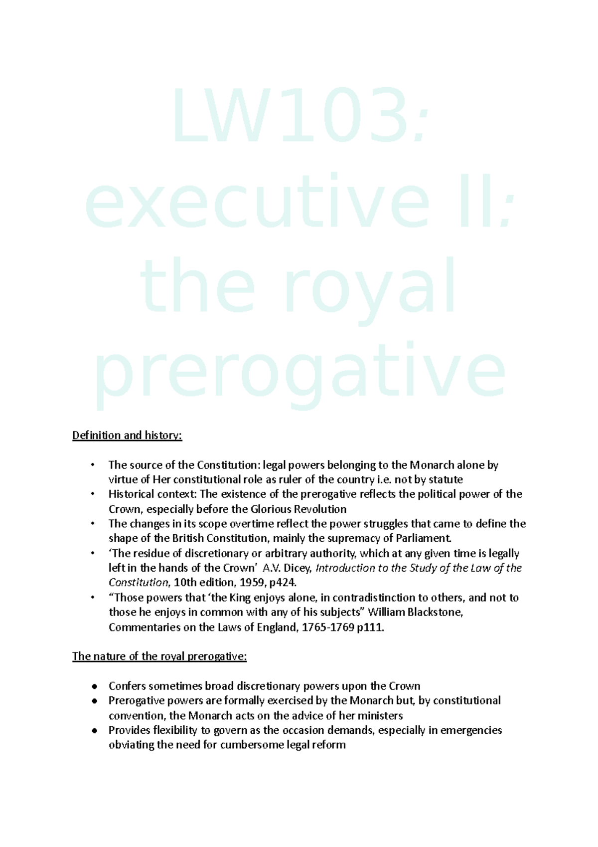 LW103 executive II - the royal prerogative - LW103: executive II: the ...
