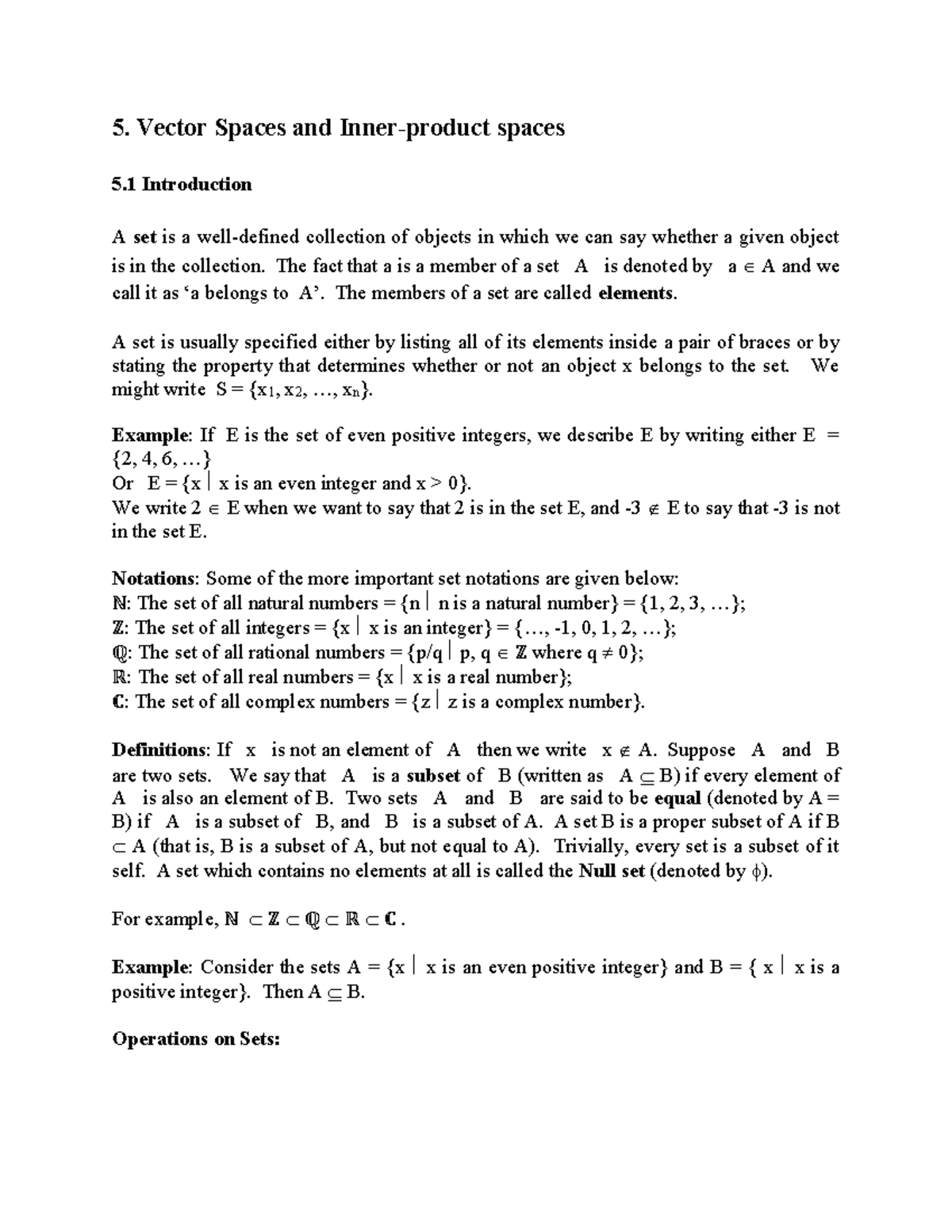 2.1 Vector Spaces: Introduction to Sets and Functions - Studocu