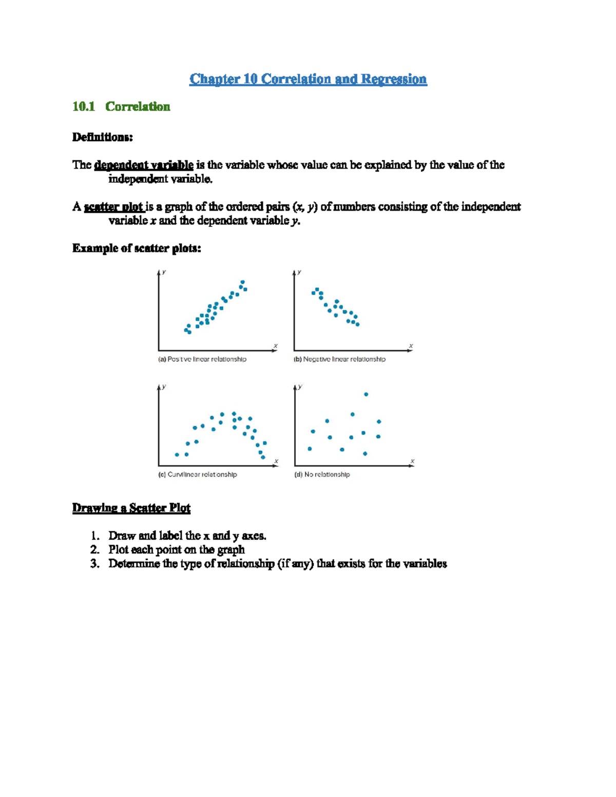 10.1 Correlation - Elem Stat Notes - Chapter 10 Correlation and ...