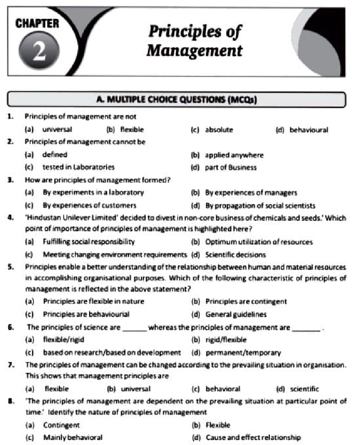 Management Principles: Chapter 2 Review - Bst Test 2021 - Studocu