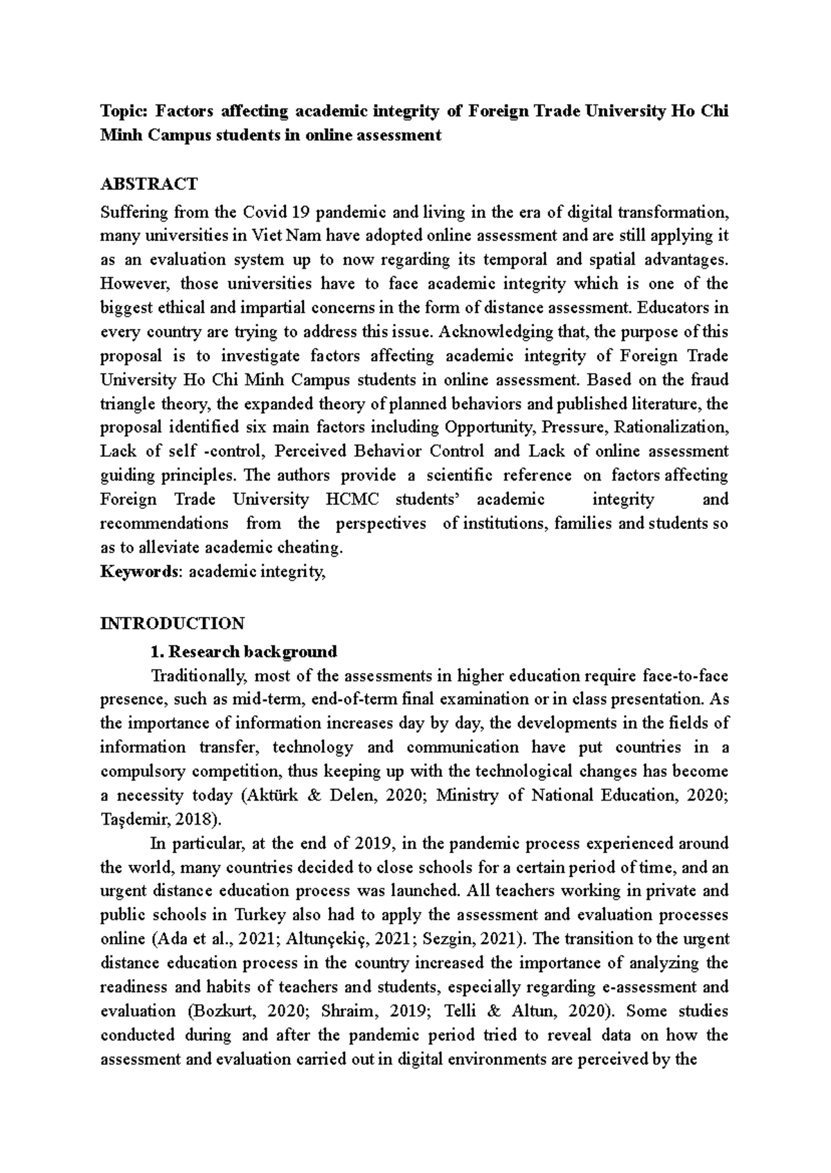 [NHÓM 9] Research Proposal - Topic: Factors affecting academic ...