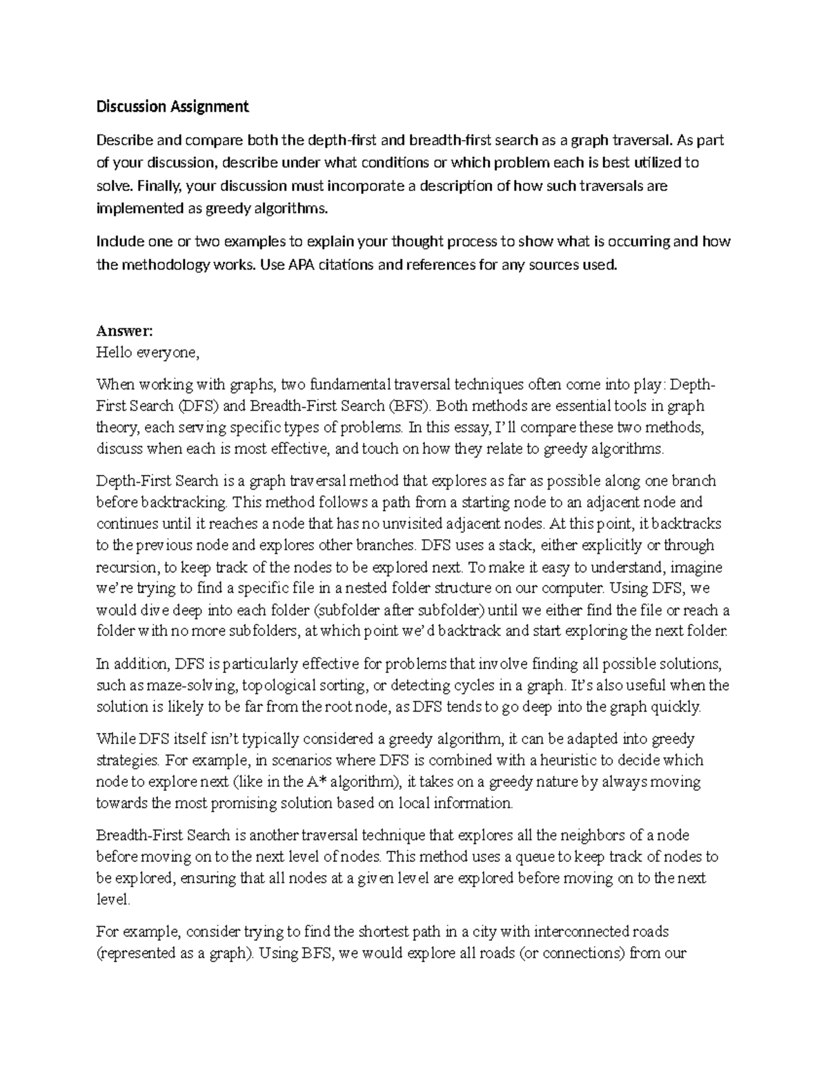 Discussion Forum Unit 3 - Discussion Assignment Describe and compare ...