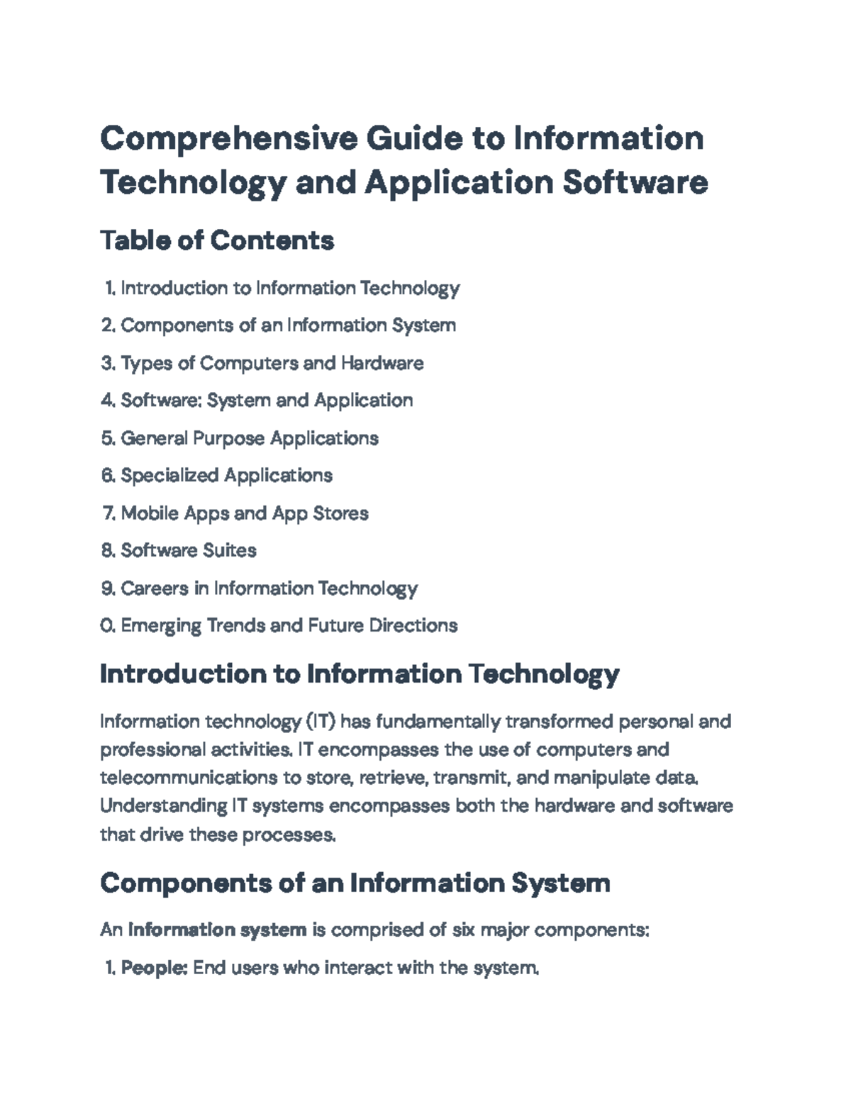 Comprehensive Guide to IT and Application Software Overview ...