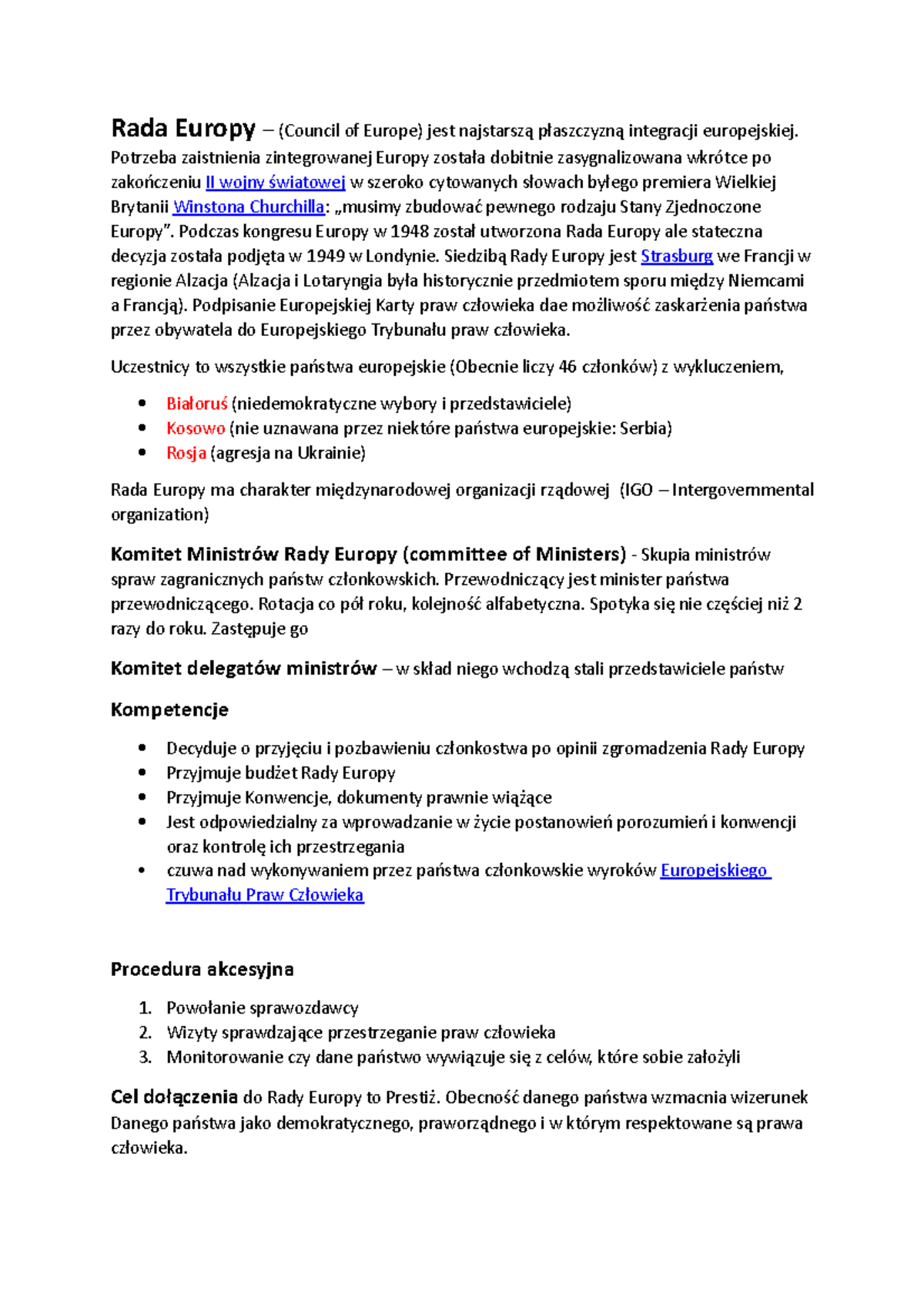 Wykład dotyczący integracji europejskiej i Rady Europy - Document Preview