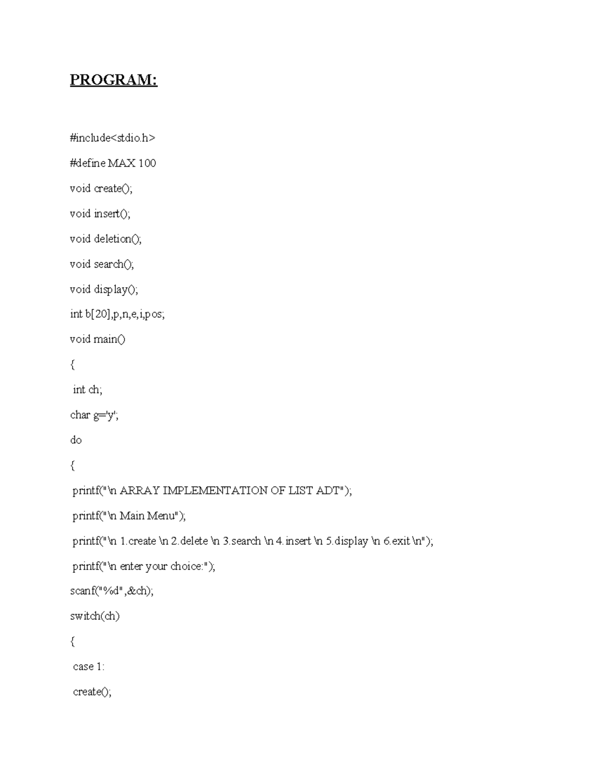 EXP1A DS - Array Implementation of List Operations - Studocu