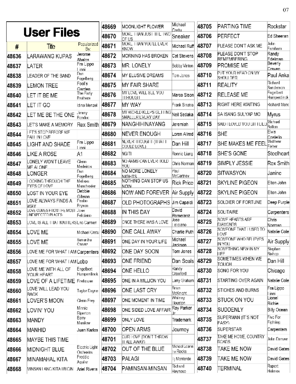 Song List Compilation: 07 48669 - 48740 (Various Artists) - Studocu