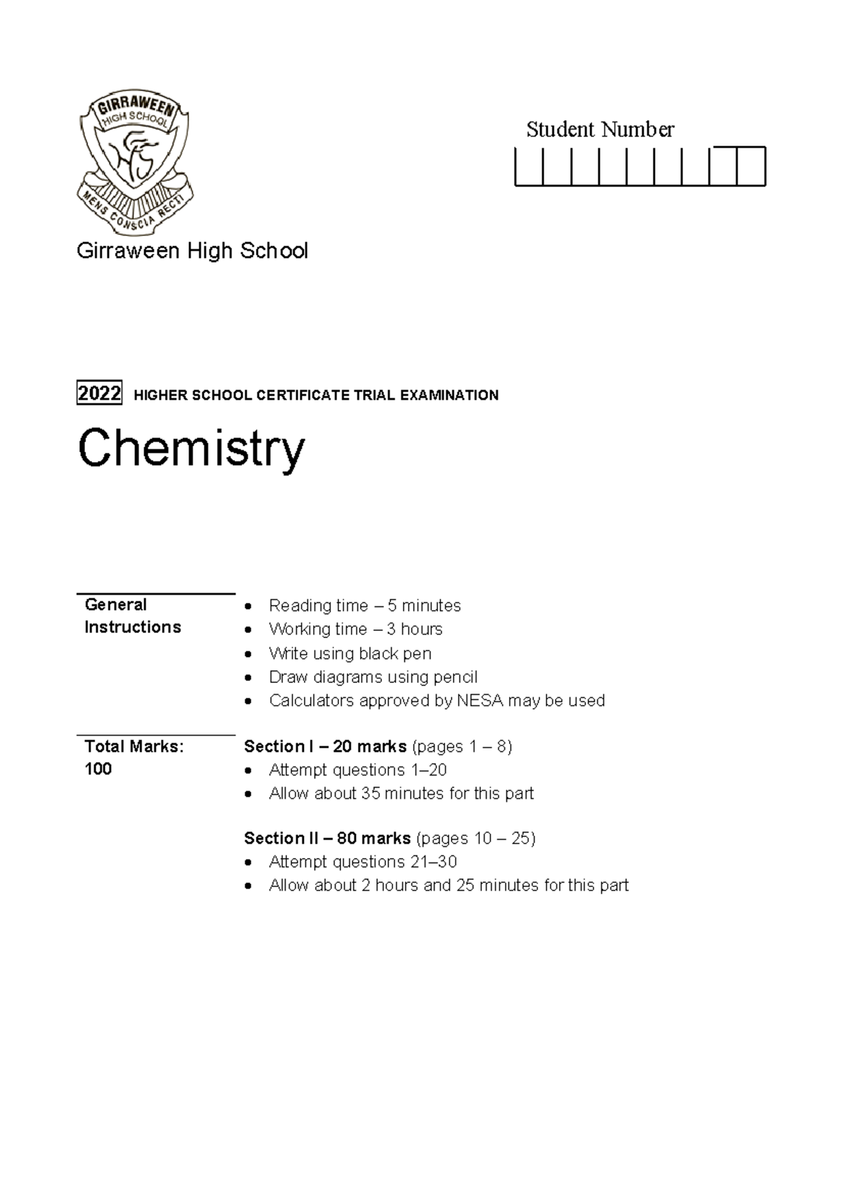 2022 HSC Chemistry Trials: Questions & Solutions - Studocu