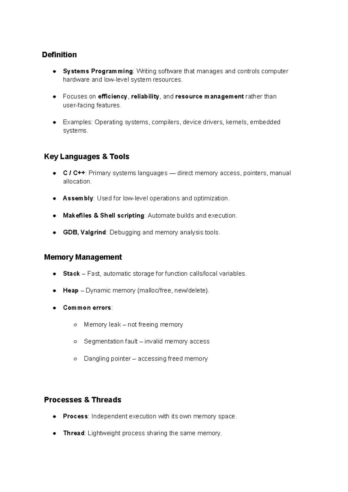 Lec 3 Notes: Overview of Systems Programming Concepts and Tools - Studocu