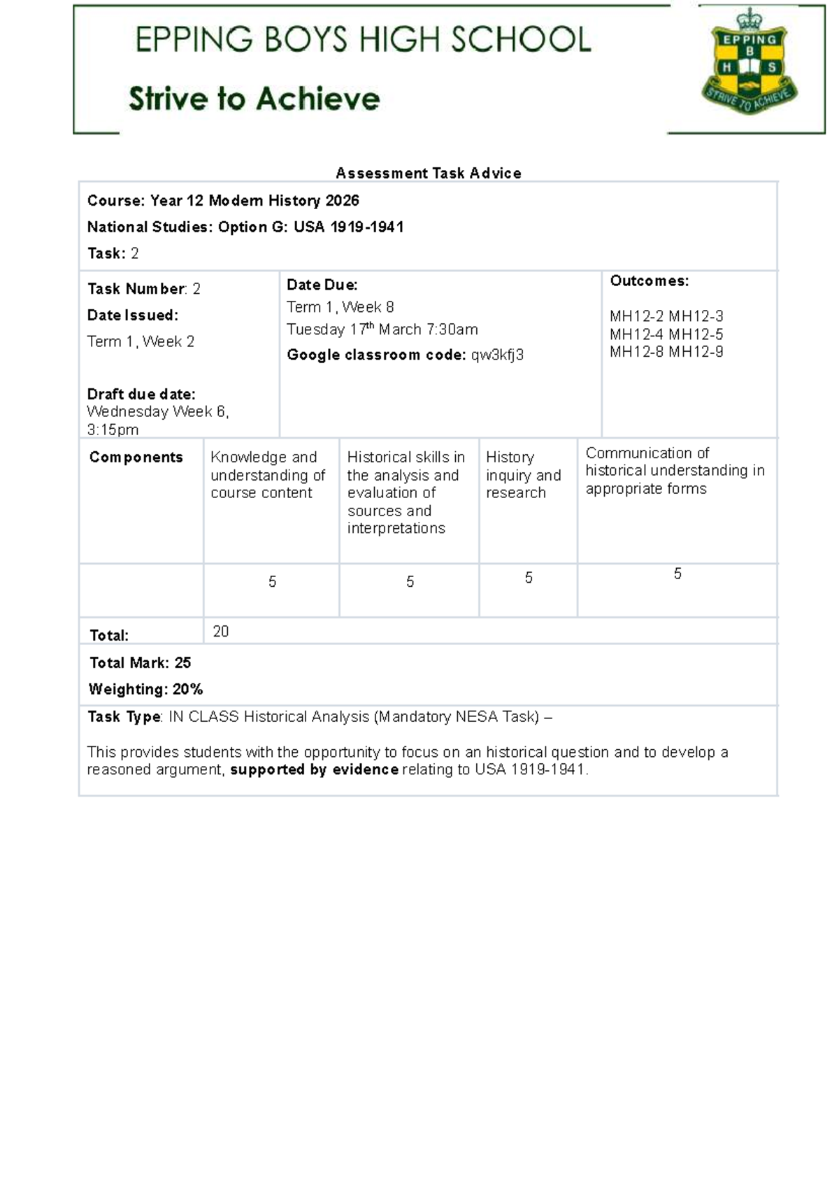 Assessment Task 2: USA Historical Analysis - Year 12 Modern History ...
