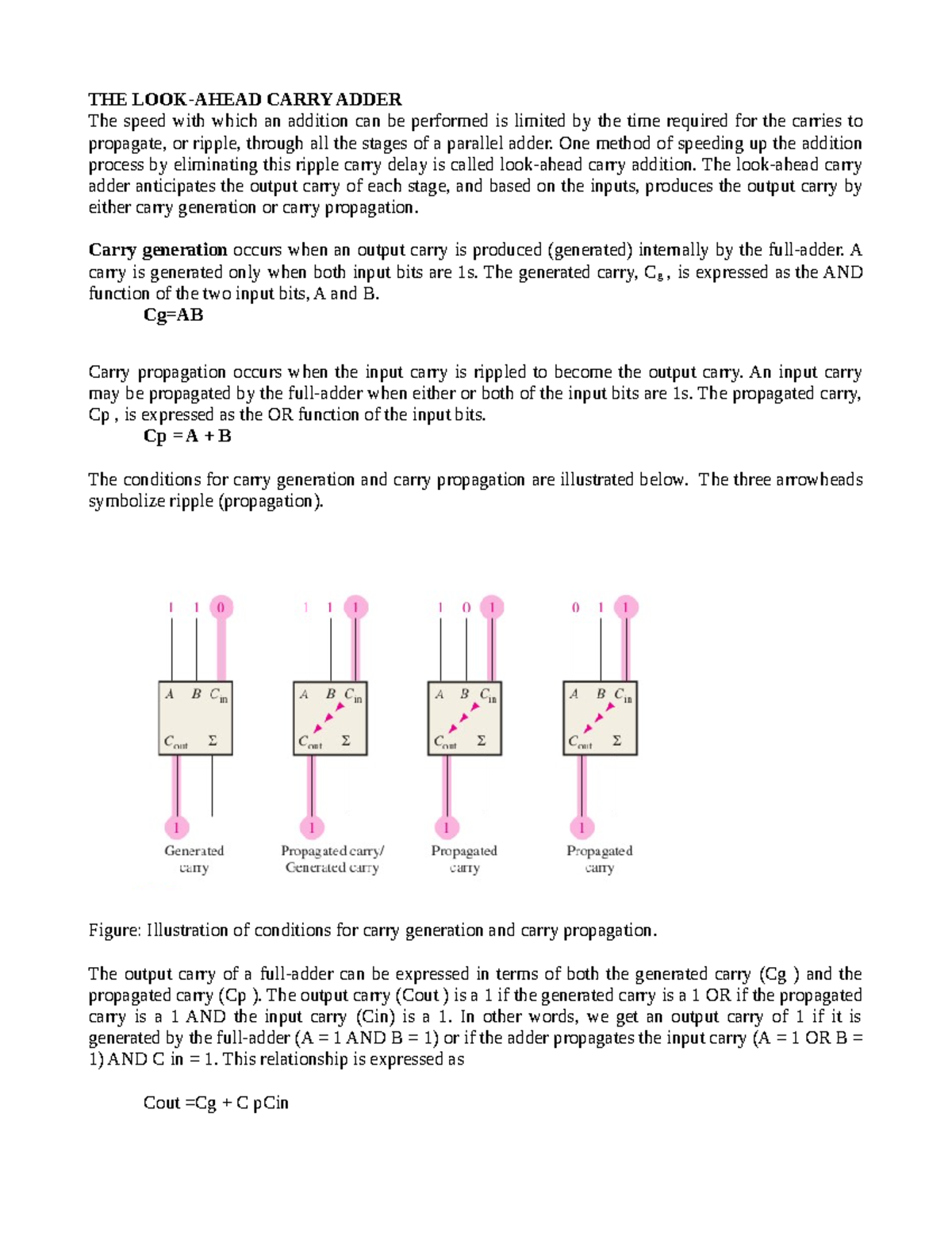 COM 320 Handout 1 - Look-Ahead Carry Adder and Comparators - Studocu