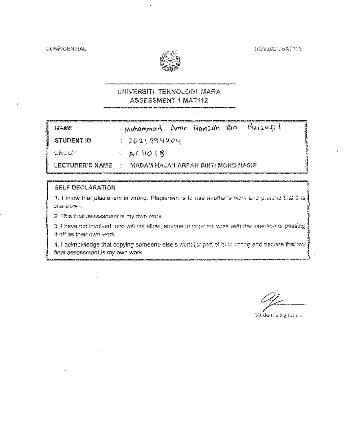 Assestment 1 MAT112 - Business in Mathematics - Studocu