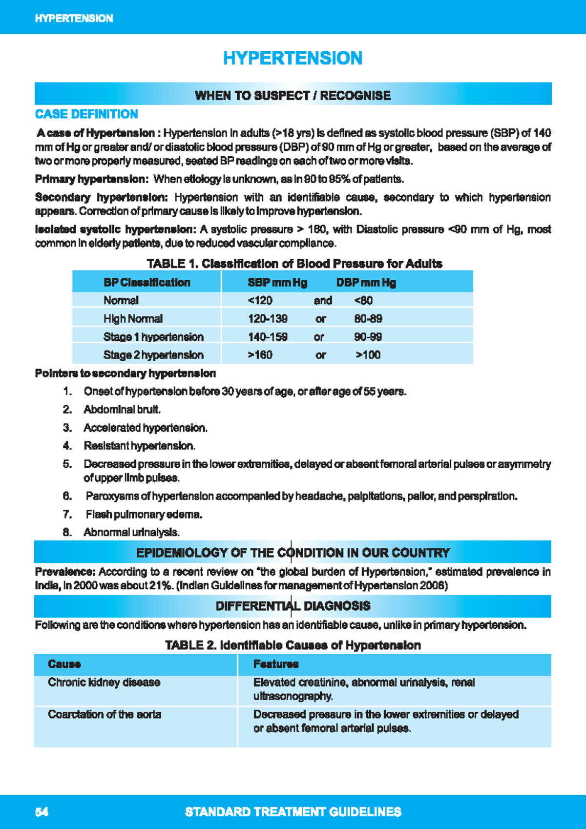 Hypertension Case Definition and Management Guidelines - HSS - Studocu
