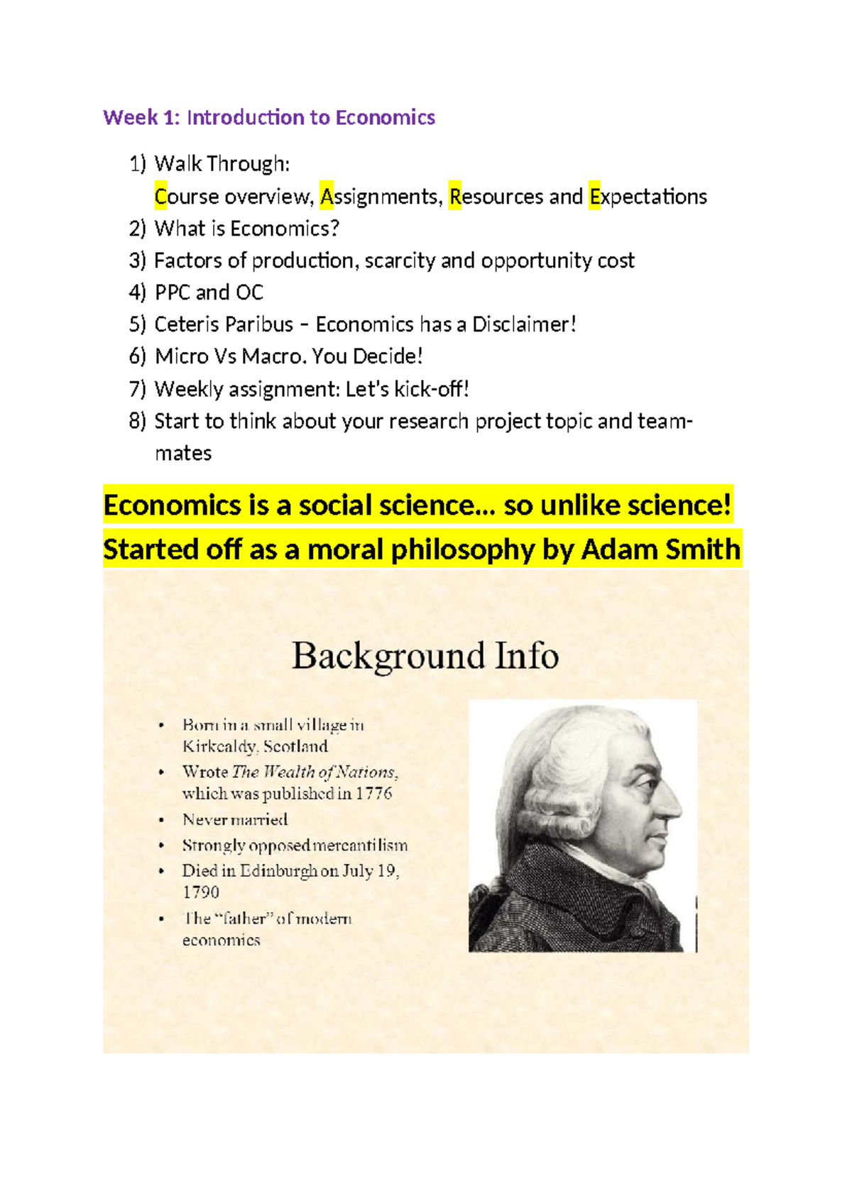 ECON 211 Week 1: Intro to Economics, Key Concepts & Assignments - Studocu