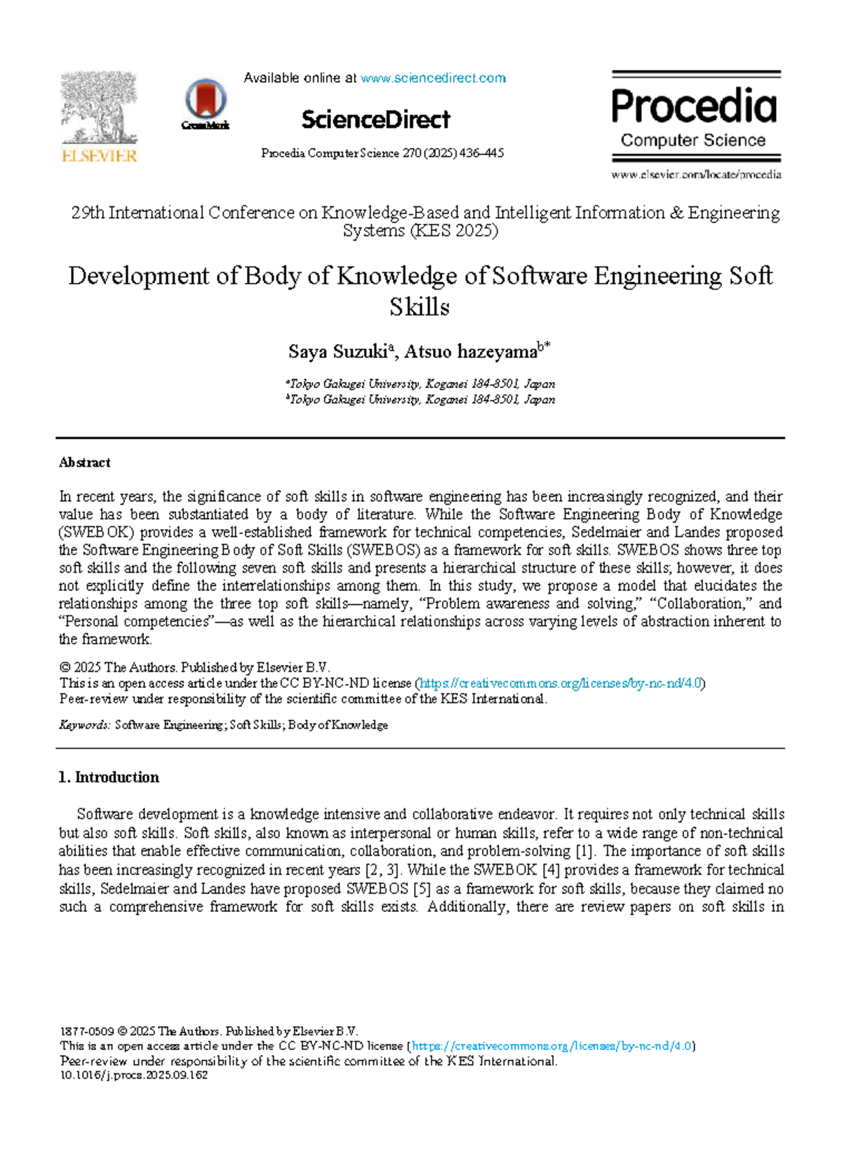 Development of Software Engineering Soft Skills: A SeSSBOK Framework ...