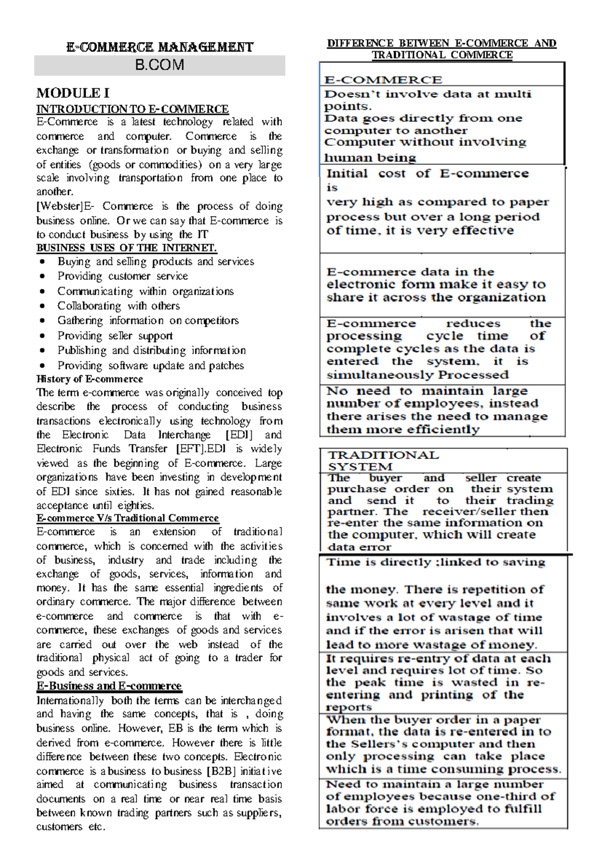 E-COM231: Comprehensive Notes on E-Commerce Management - Studocu