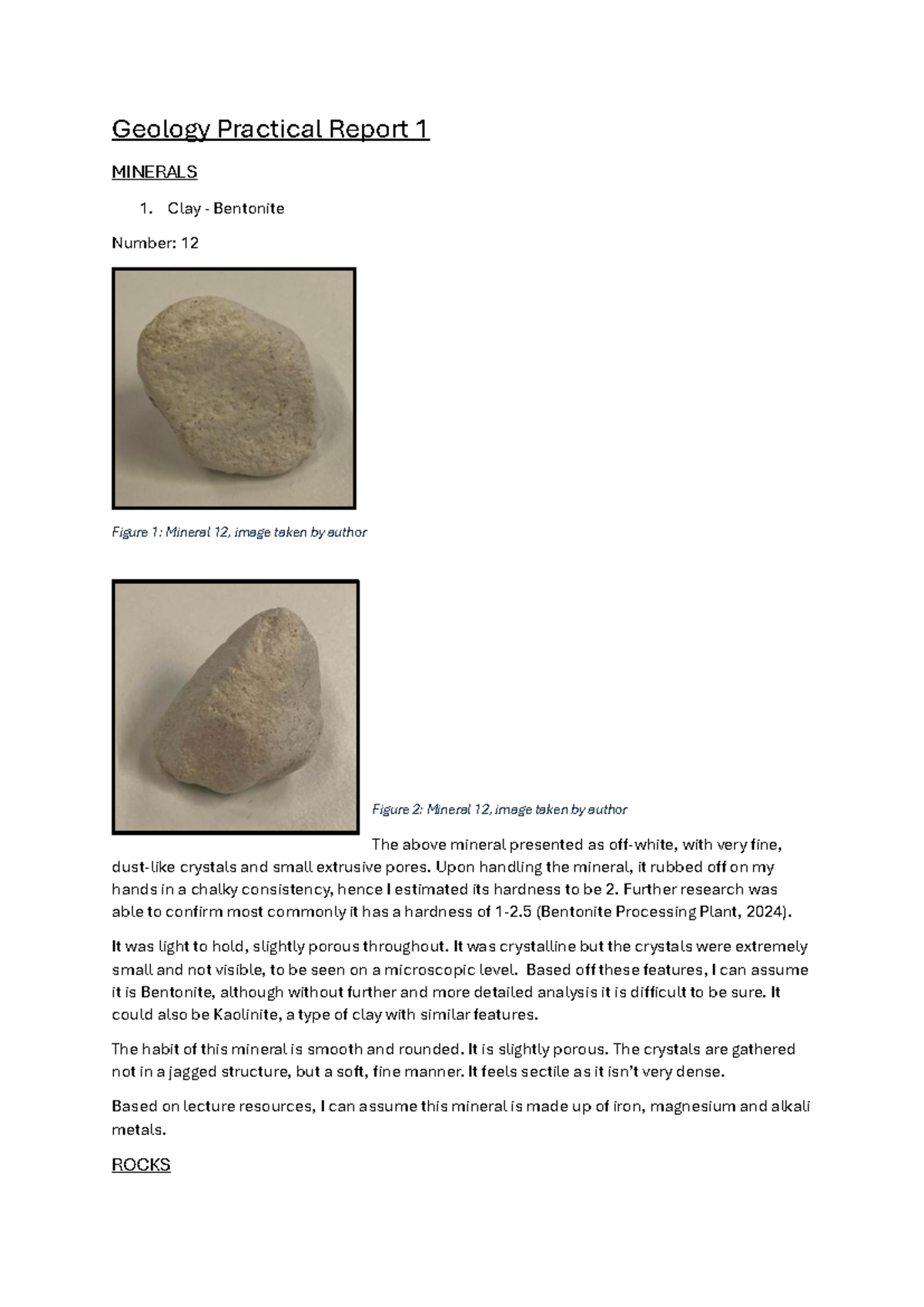 Geology Practical Report 1: Analysis of Minerals and Rocks - Studocu