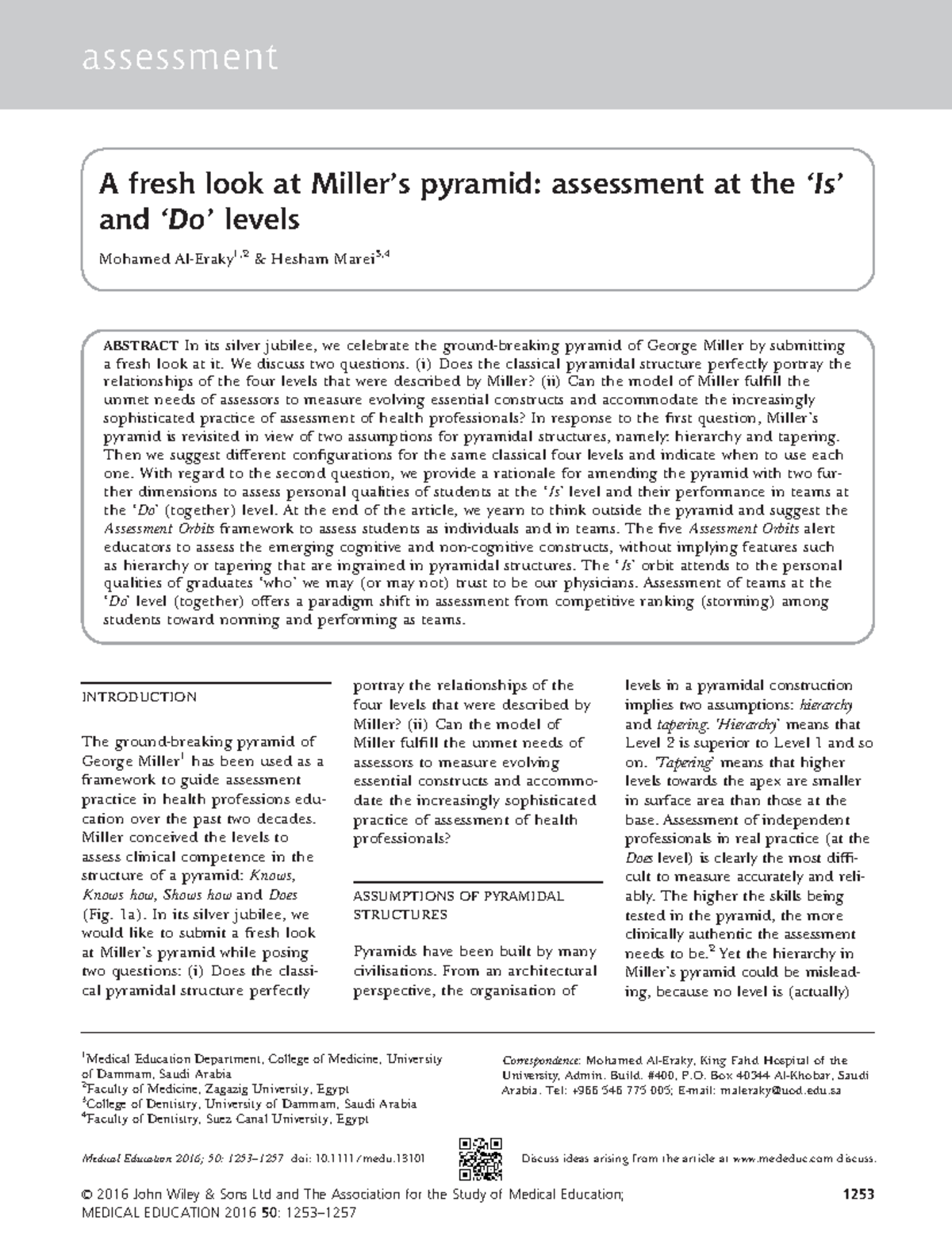 Rethinking Miller's Triangle: Evolving Assessment Frameworks (2021 ...