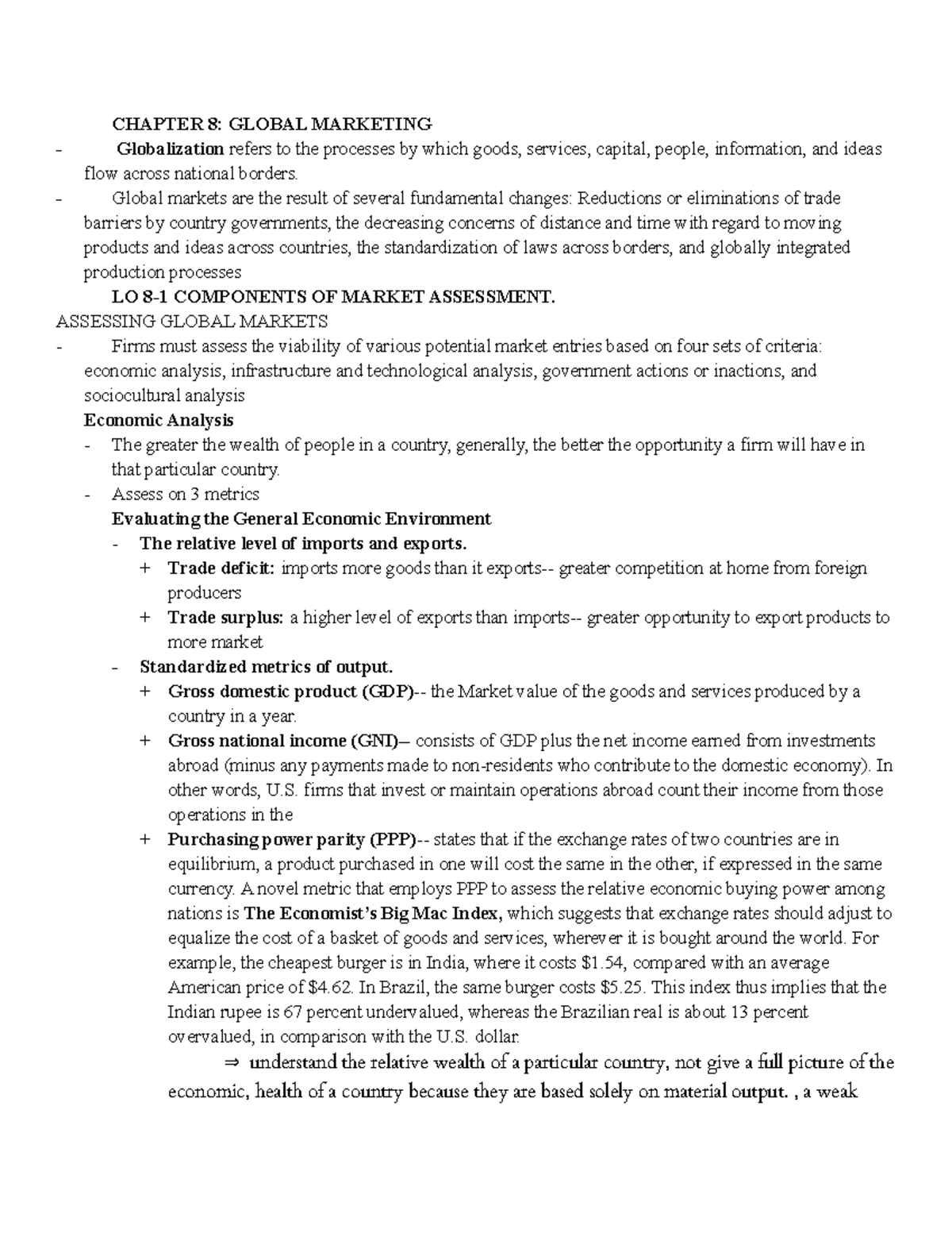 Marketing Chapter 8: Understanding Global Market Strategies - Studocu