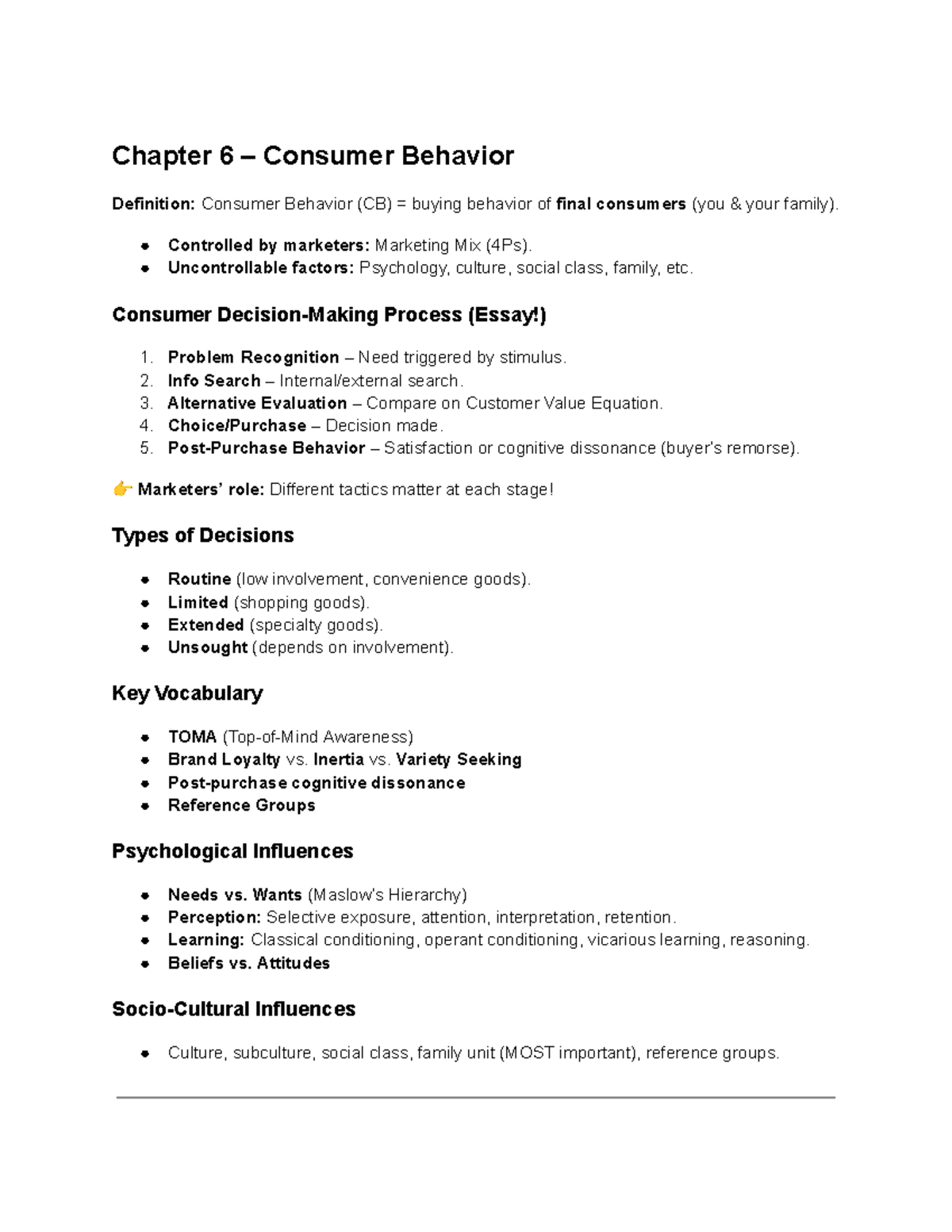 Principles of Marketing Exam 2 Notes: Consumer & Business Behavior ...