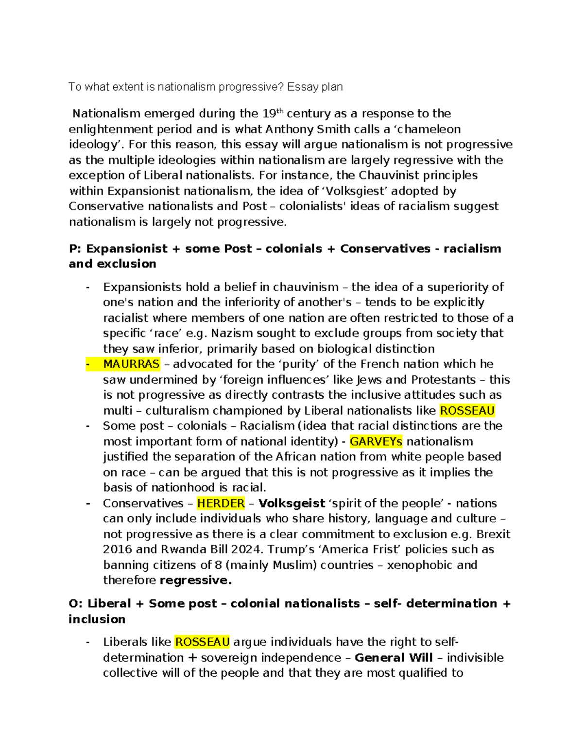 Nationalism and Progressivism: An Analytical Essay Plan - Studocu