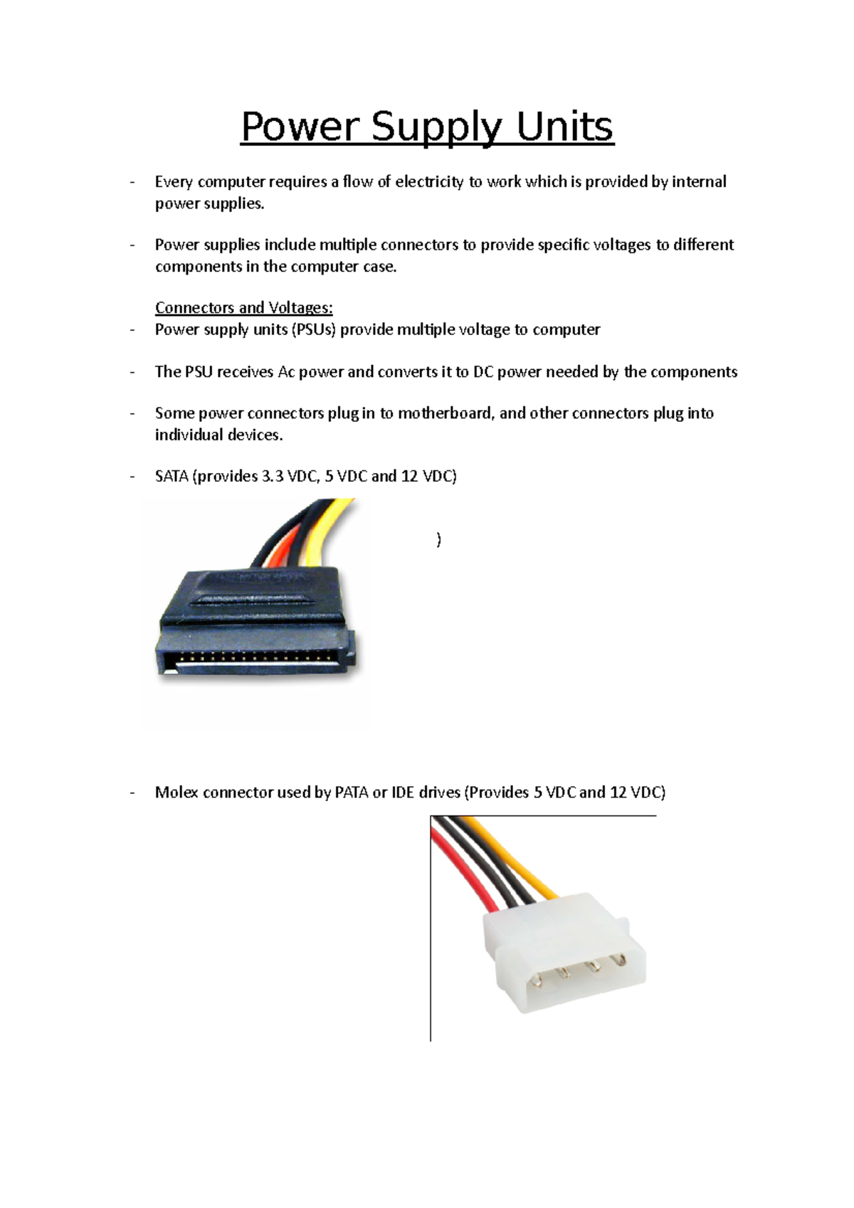 Power Supply Units - Power Supply Units Every computer requires a flow ...