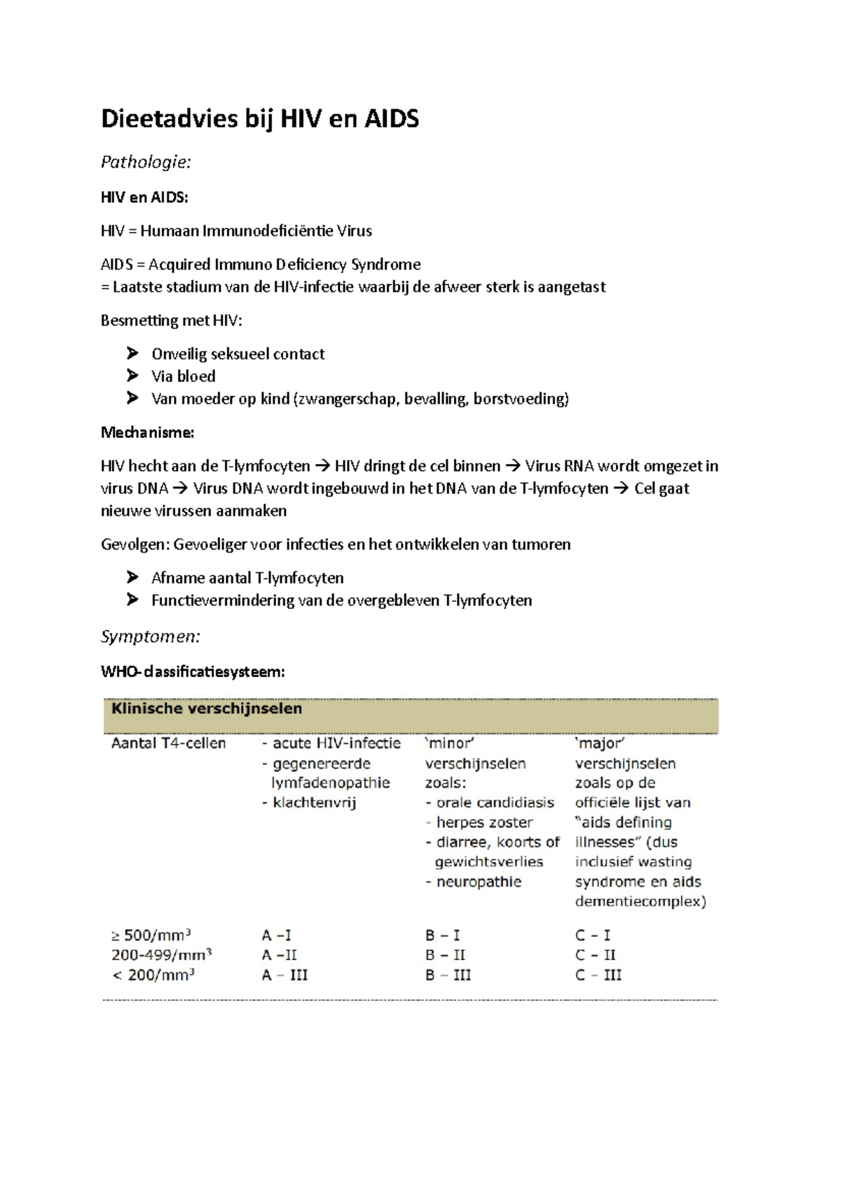 5. Dieetadvies bij HIV en AIDS - Dieetadvies bij HIV en AIDS Pathologie ...