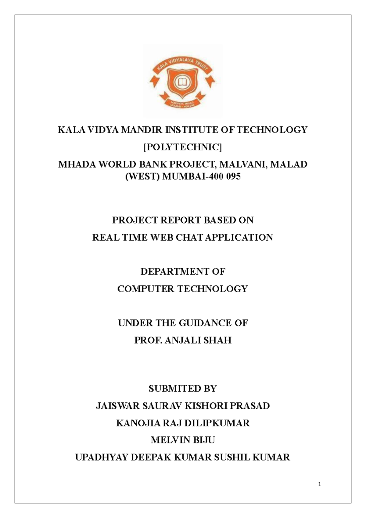 Final Project Report on Real-Time Web Chat Application - CT 2023 - Studocu